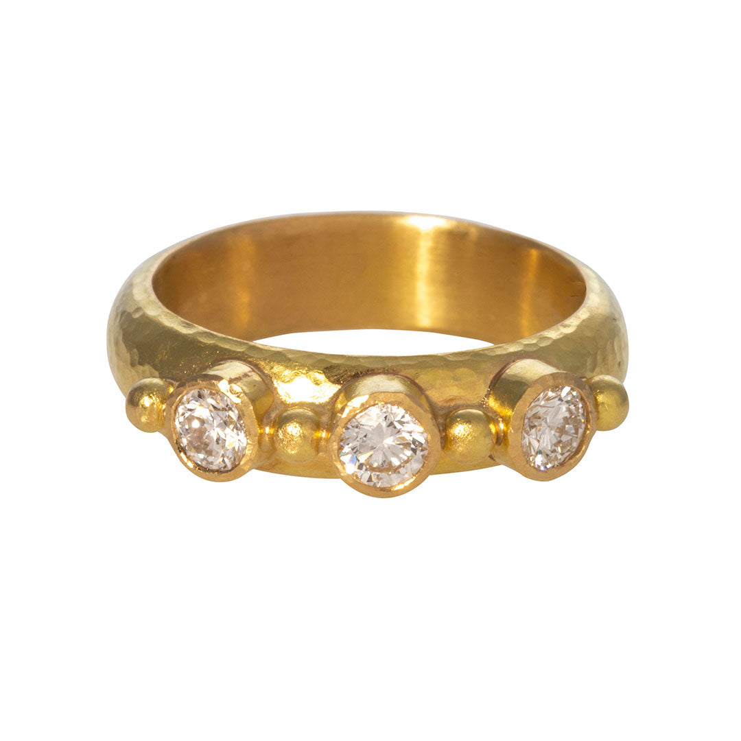 Elizabeth Locke Round Diamond Gold Dots Stack Ring