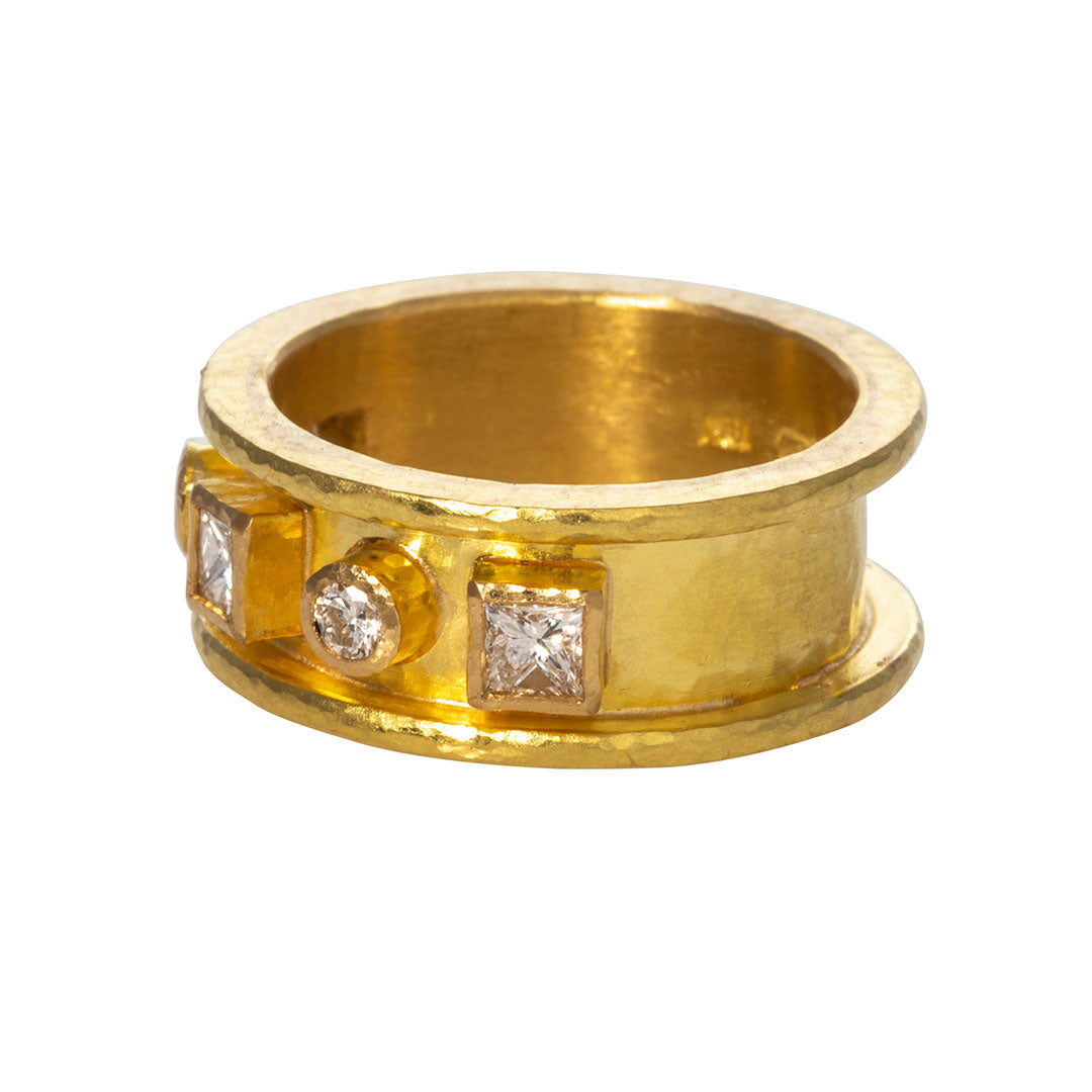 Elizabeth Locke Princess & Round Cut Diamond Band