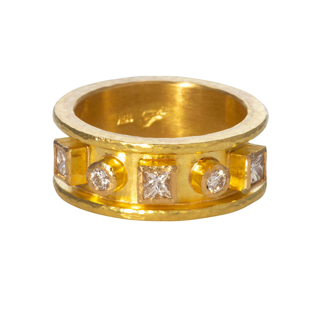 Elizabeth Locke Princess & Round Cut Diamond Band