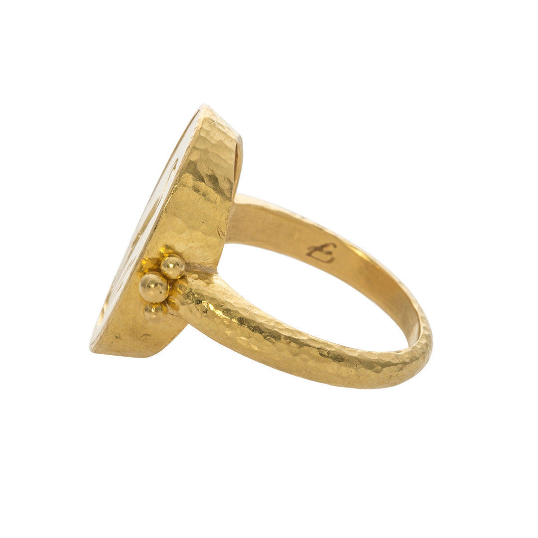 Elizabeth Locke Gold Oval âCraneâ Ring
