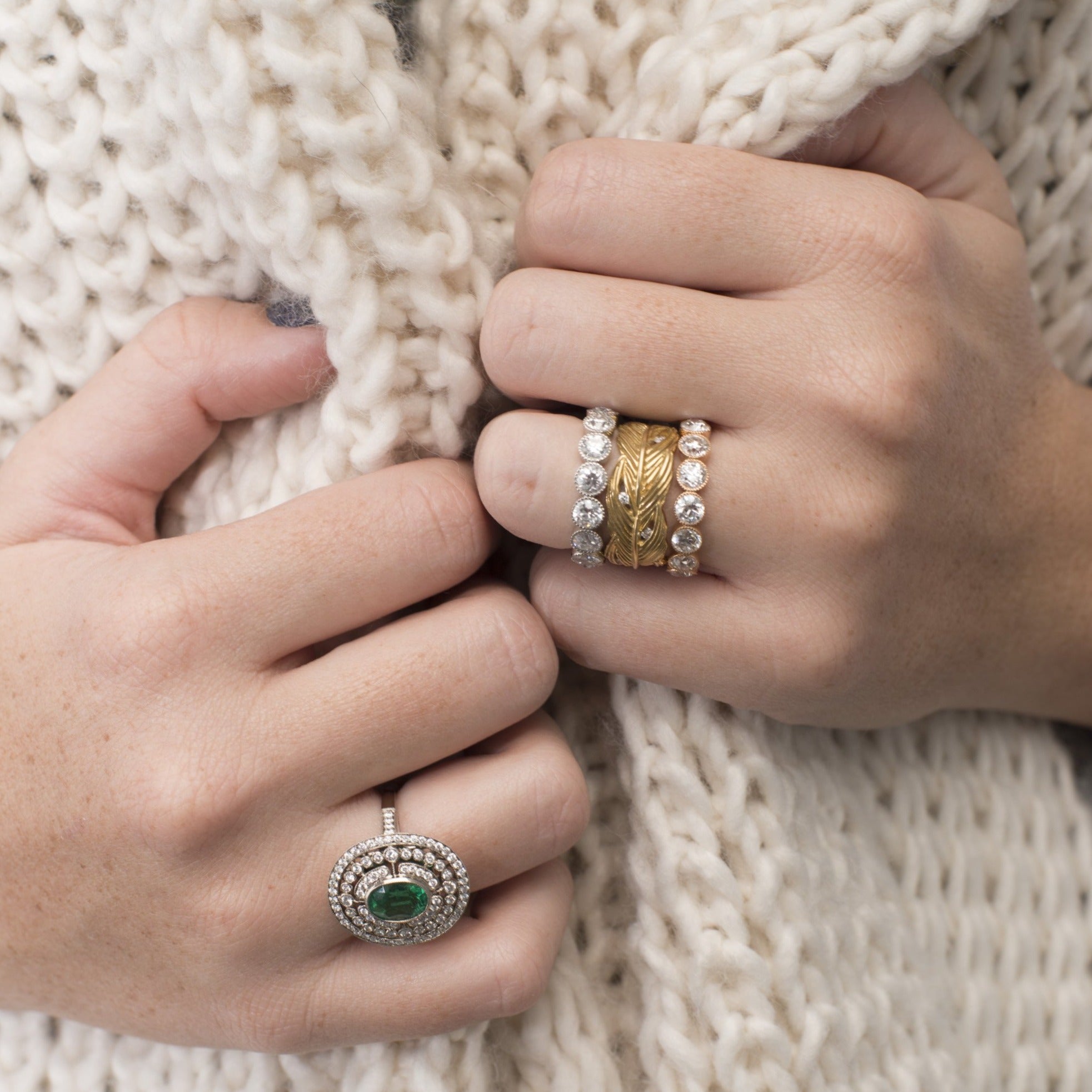 Grainger McKoy Wide Feather Diamond Ring