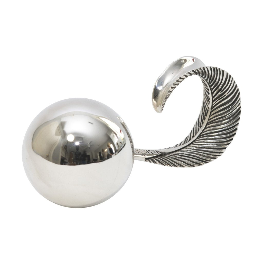 Grainger McKoy Sterling Silver Mallard Feather Baby Rattle