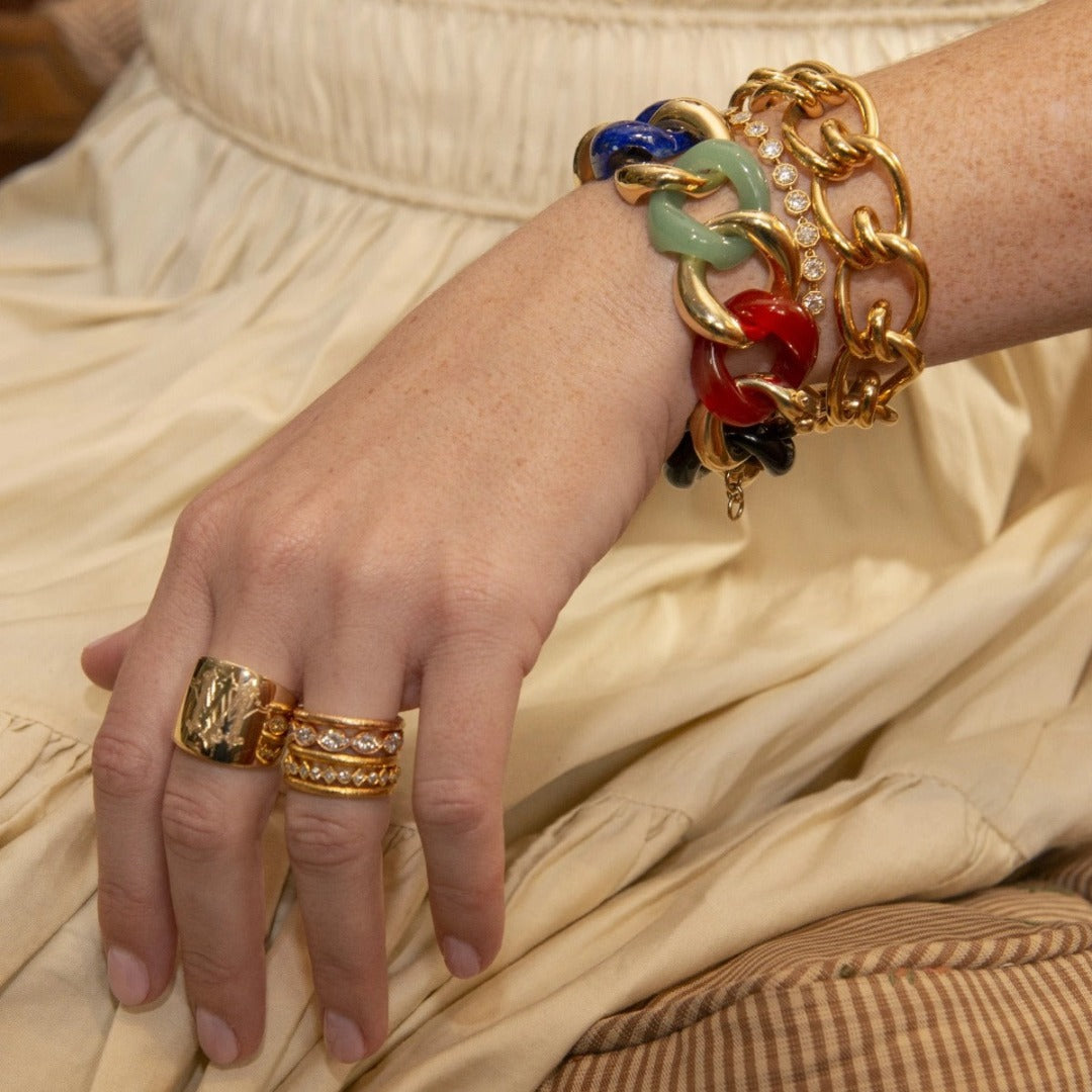 Seaman Schepps Multi Gemstone Classic Medium Link Bracelet