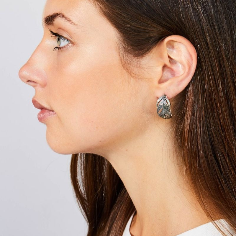 Grainger McKoy Sterling Silver Wide Feather Earrings