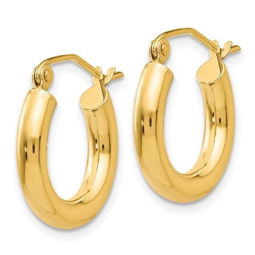 14K Yellow Gold 3x15mm Hoop Earrings