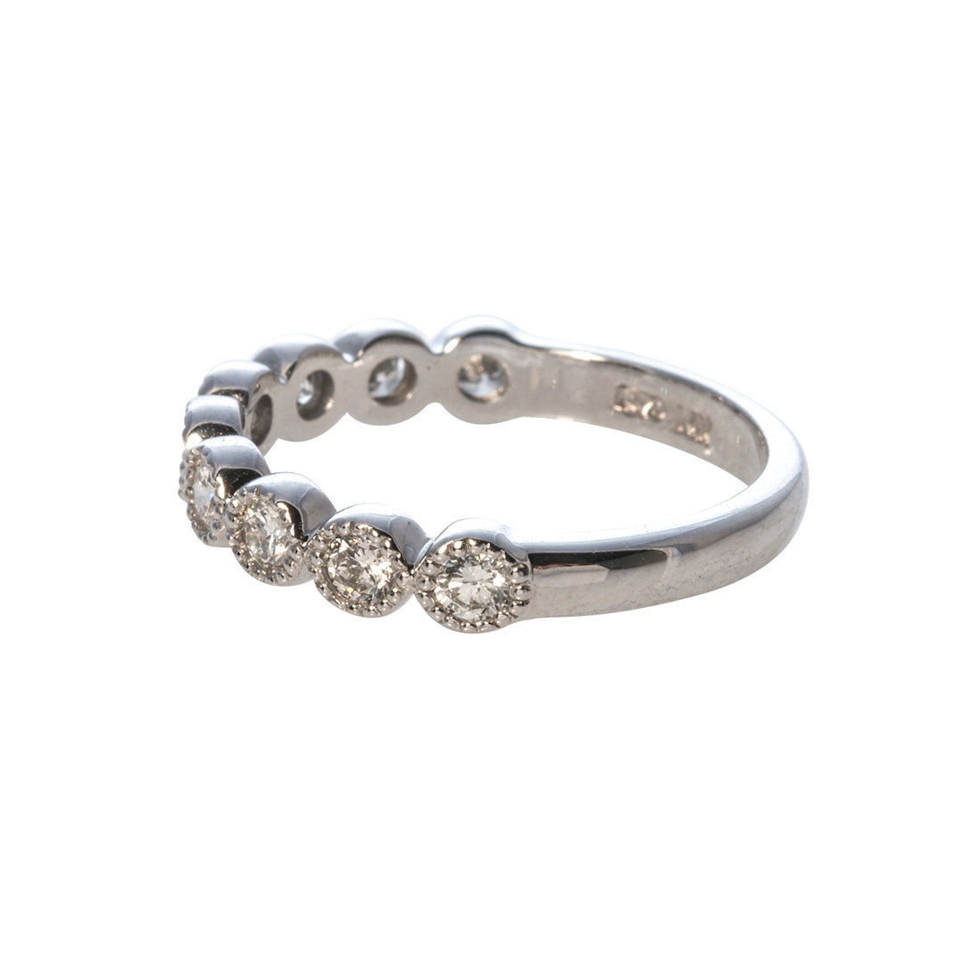.53ct Diamond Bezel Milgrain Halfway 14K White Gold Band