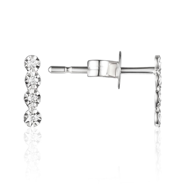 Diamond Bar 14K White Gold Stud Earrings