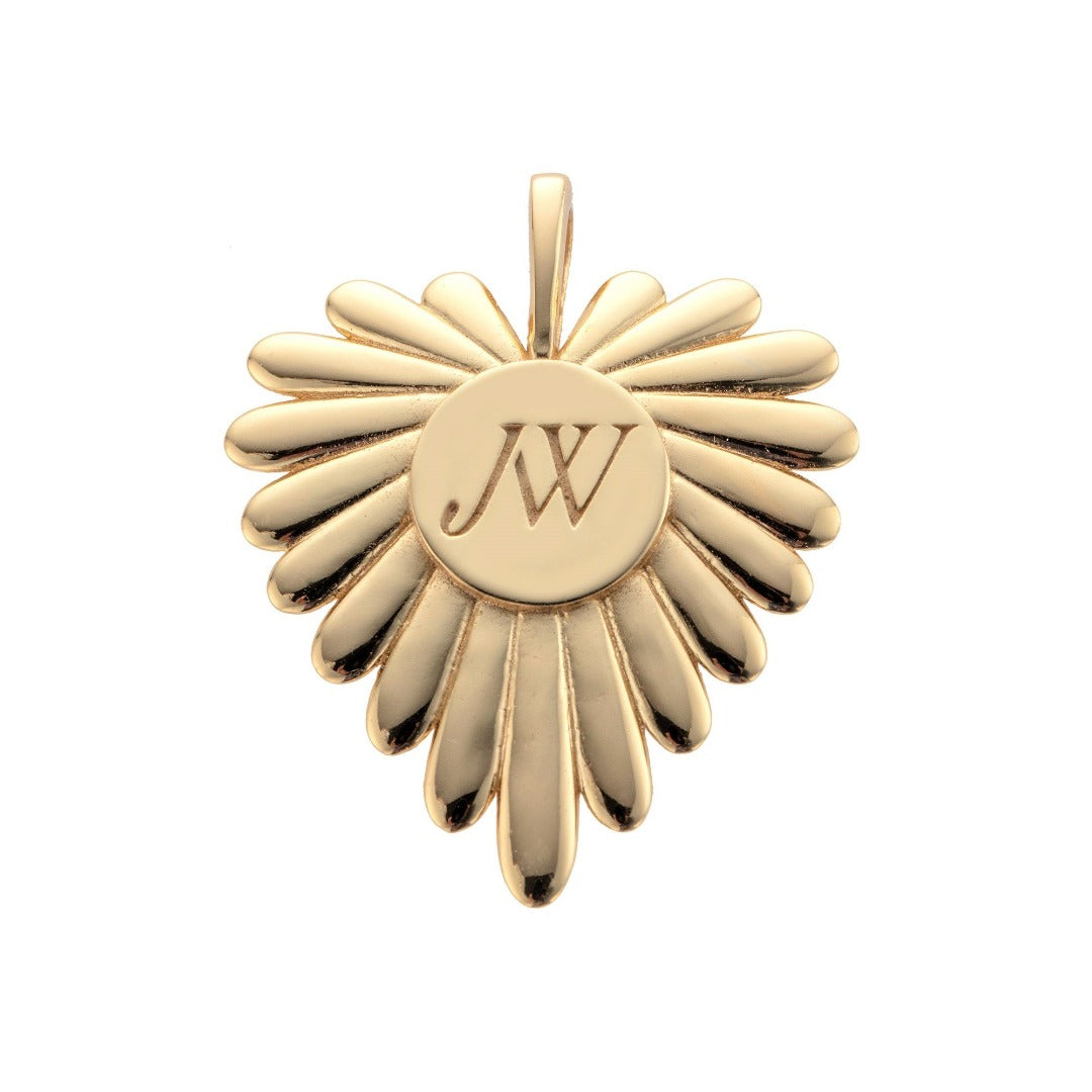 Jane Win Love Full Heart Palm Leaf Pendant Necklace