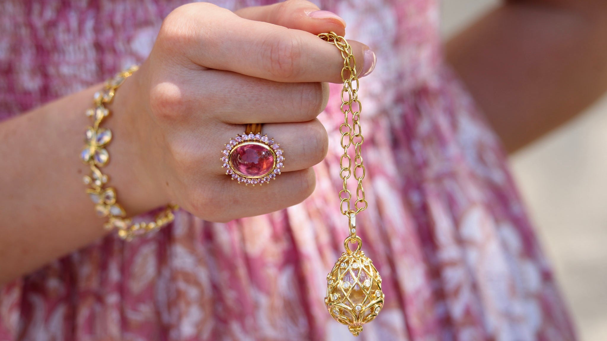 Temple St. Clair spring hero pink tourmaline ring pineapple amulet