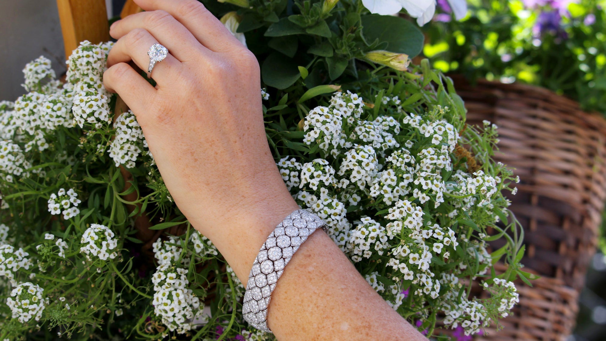 april birthstone diamond floral spring diamond ring diamond bracelet