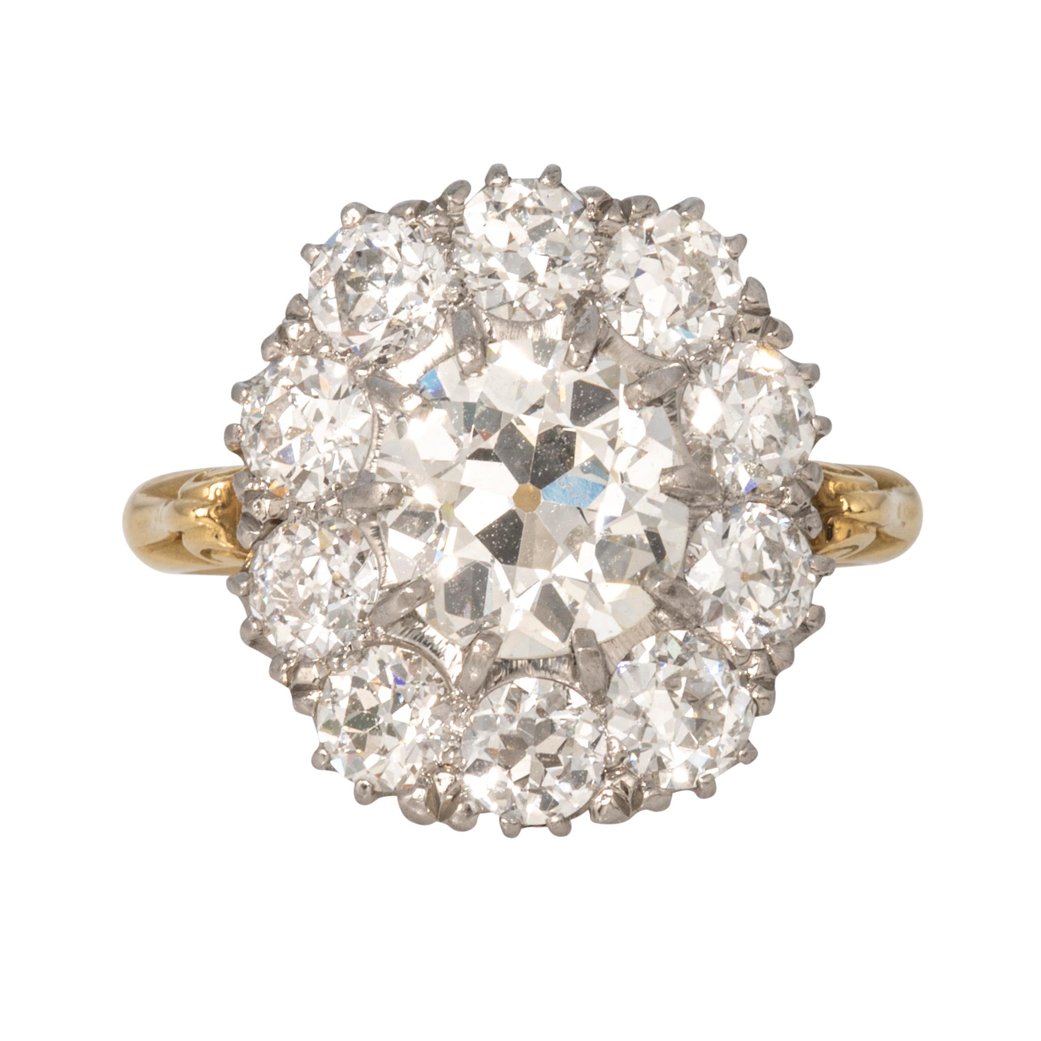 Victorian-Style 1.47ct Center & 1.48ctw Side Diamond Cluster Ring