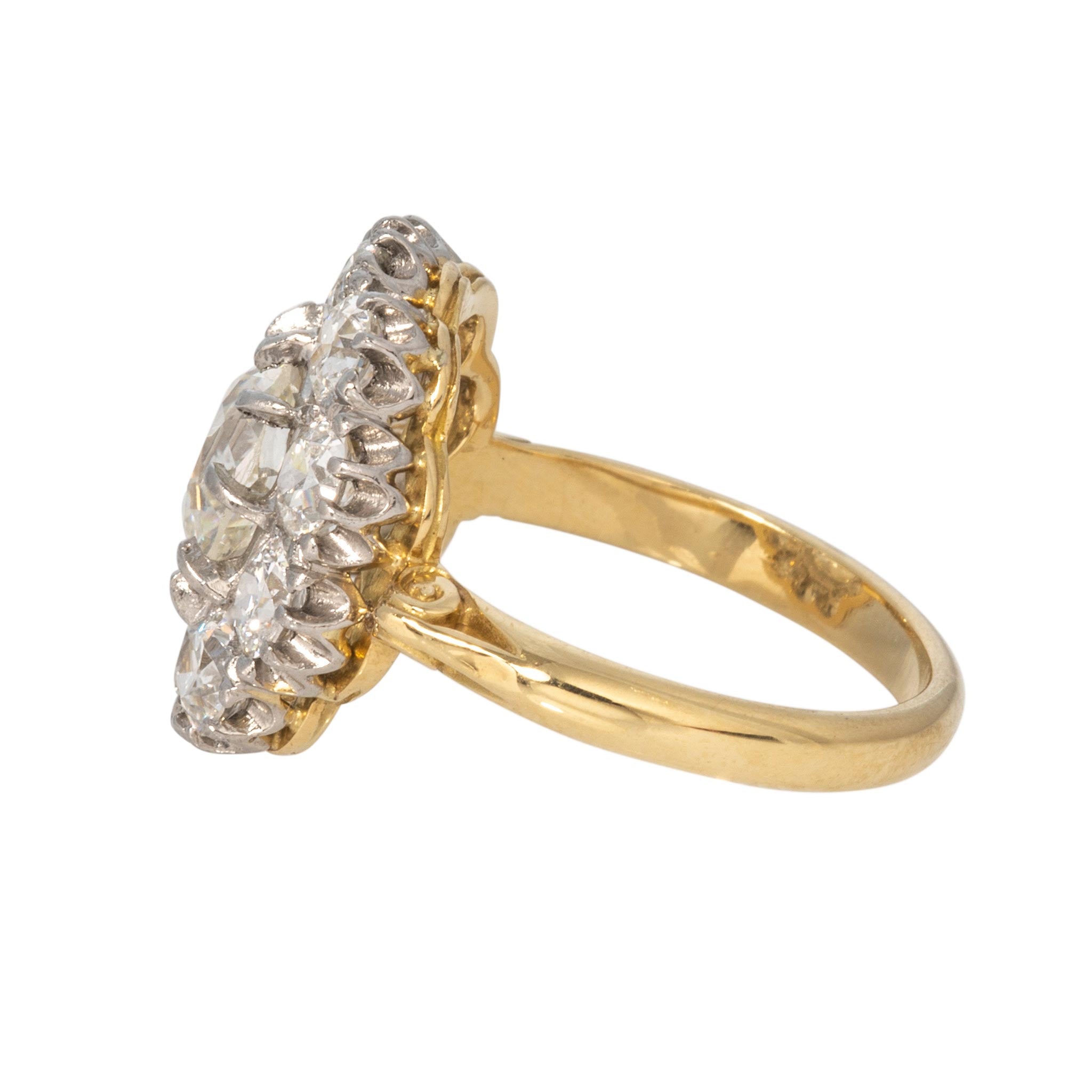 Victorian-Style 1.47ct Center & 1.48ctw Side Diamond Cluster Ring