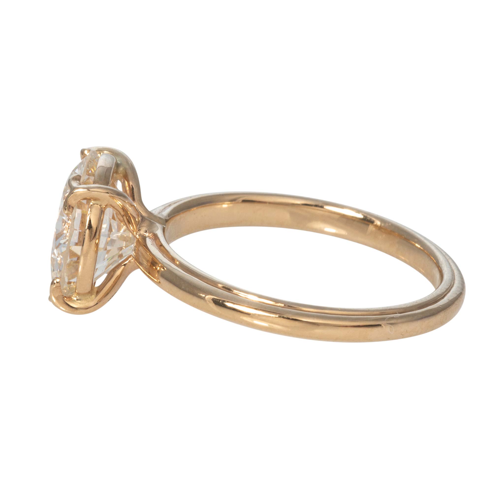 3ct Round Brilliant Diamond Solitaire 14K Yellow Gold River Ring