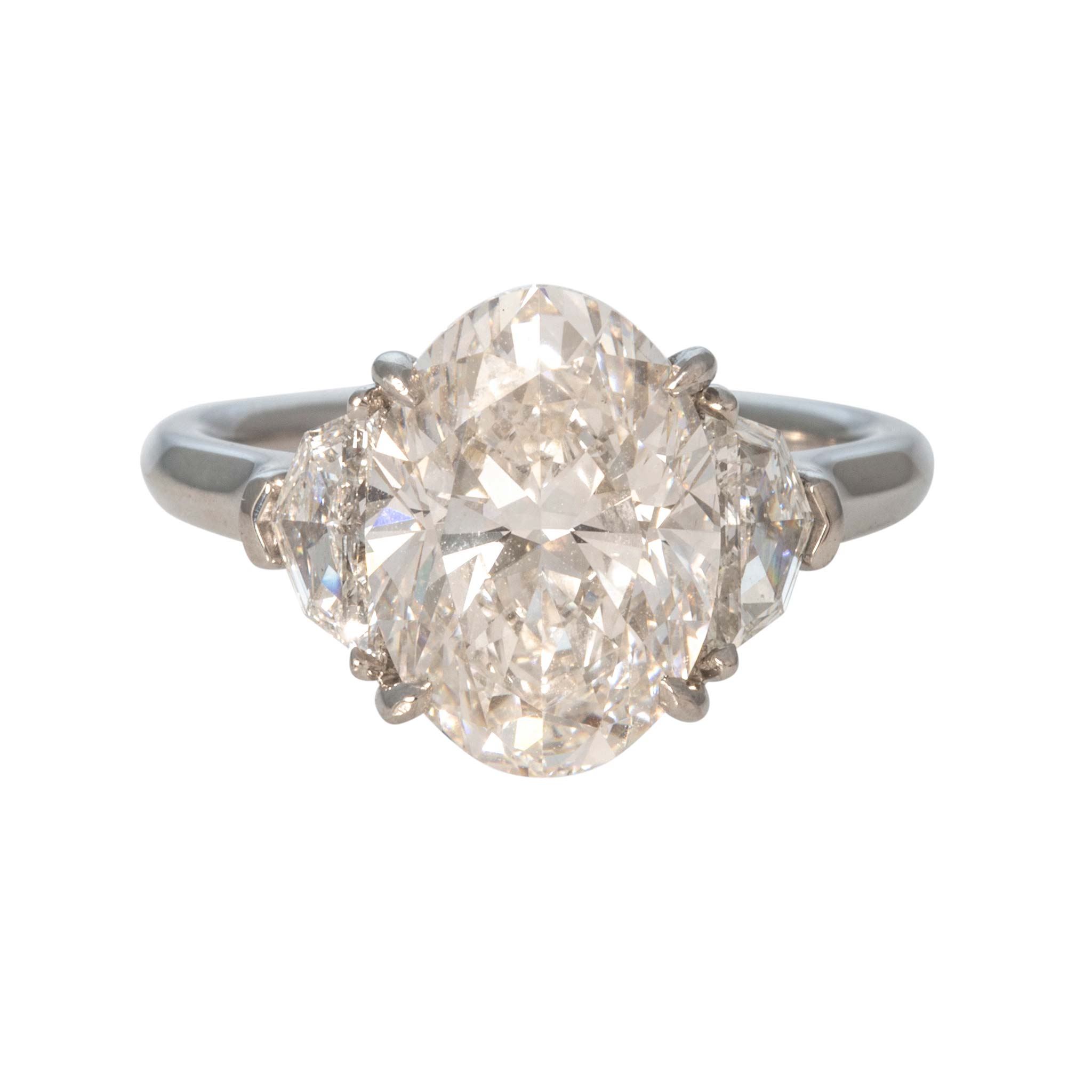 4ct Center & .54ctw Side Diamond Three-Stone Platinum Ring