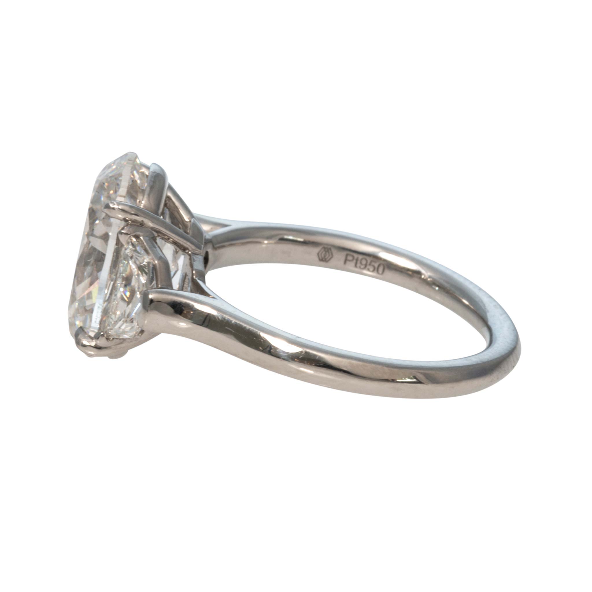 4ct Center & .54ctw Side Diamond Three-Stone Platinum Ring
