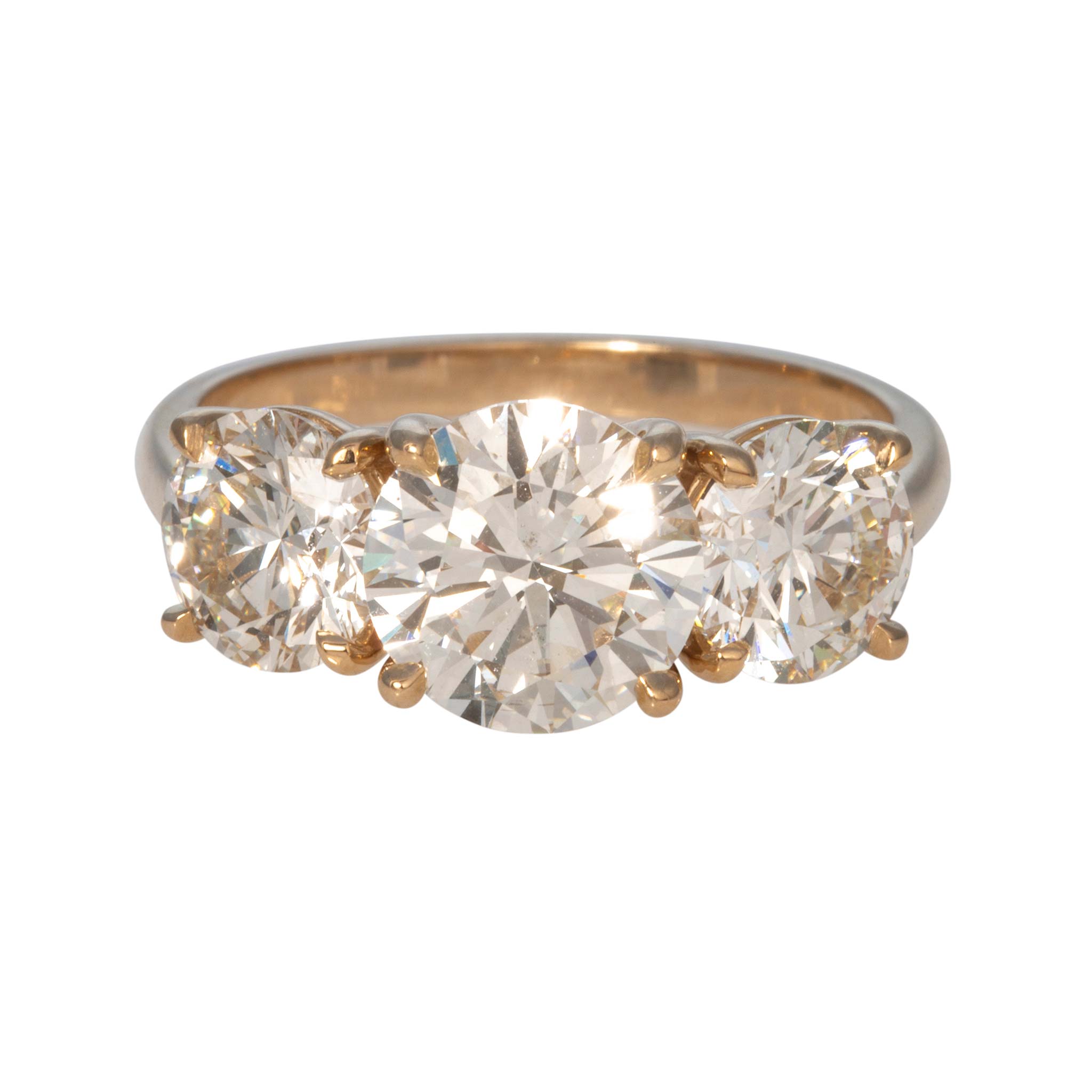 2ct Center & 2ctw Side Round Brilliant Diamond Three-Stone 14K Gold Ring