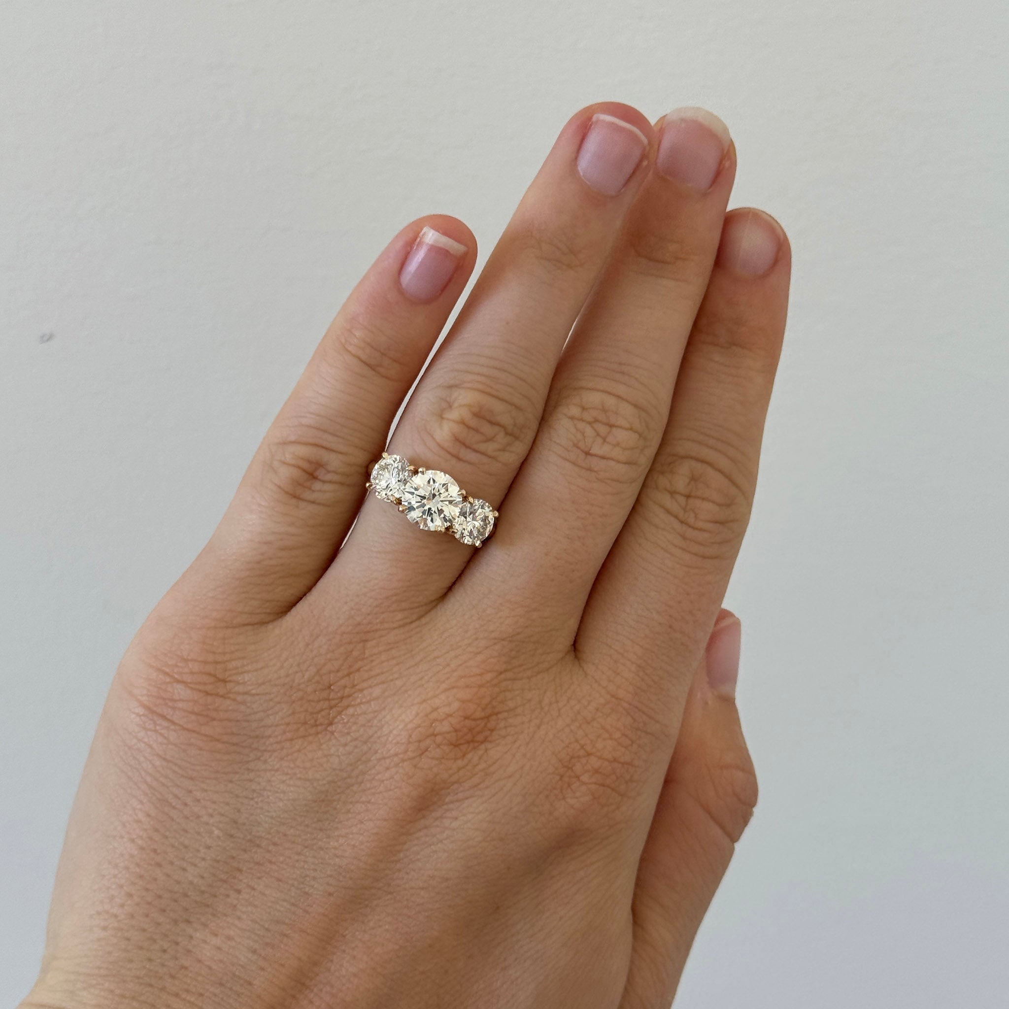 2ct Center & 2ctw Side Round Brilliant Diamond Three-Stone 14K Gold Ring