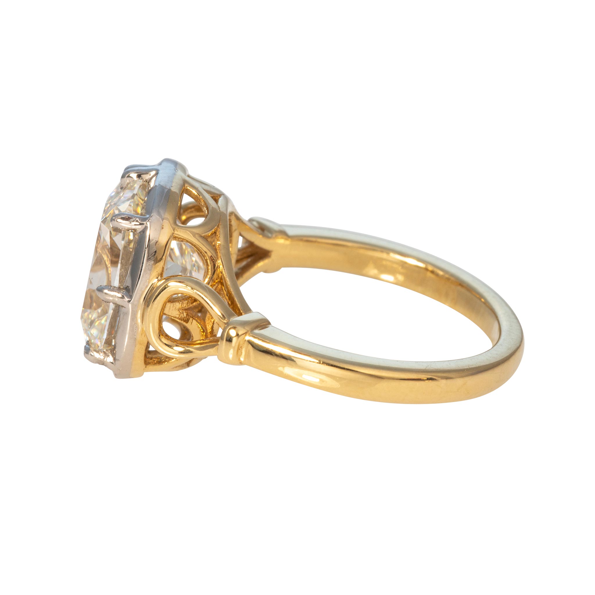 5.23ct J SI1 Old Mine Diamond Solitaire Two-Tone Engagement Ring