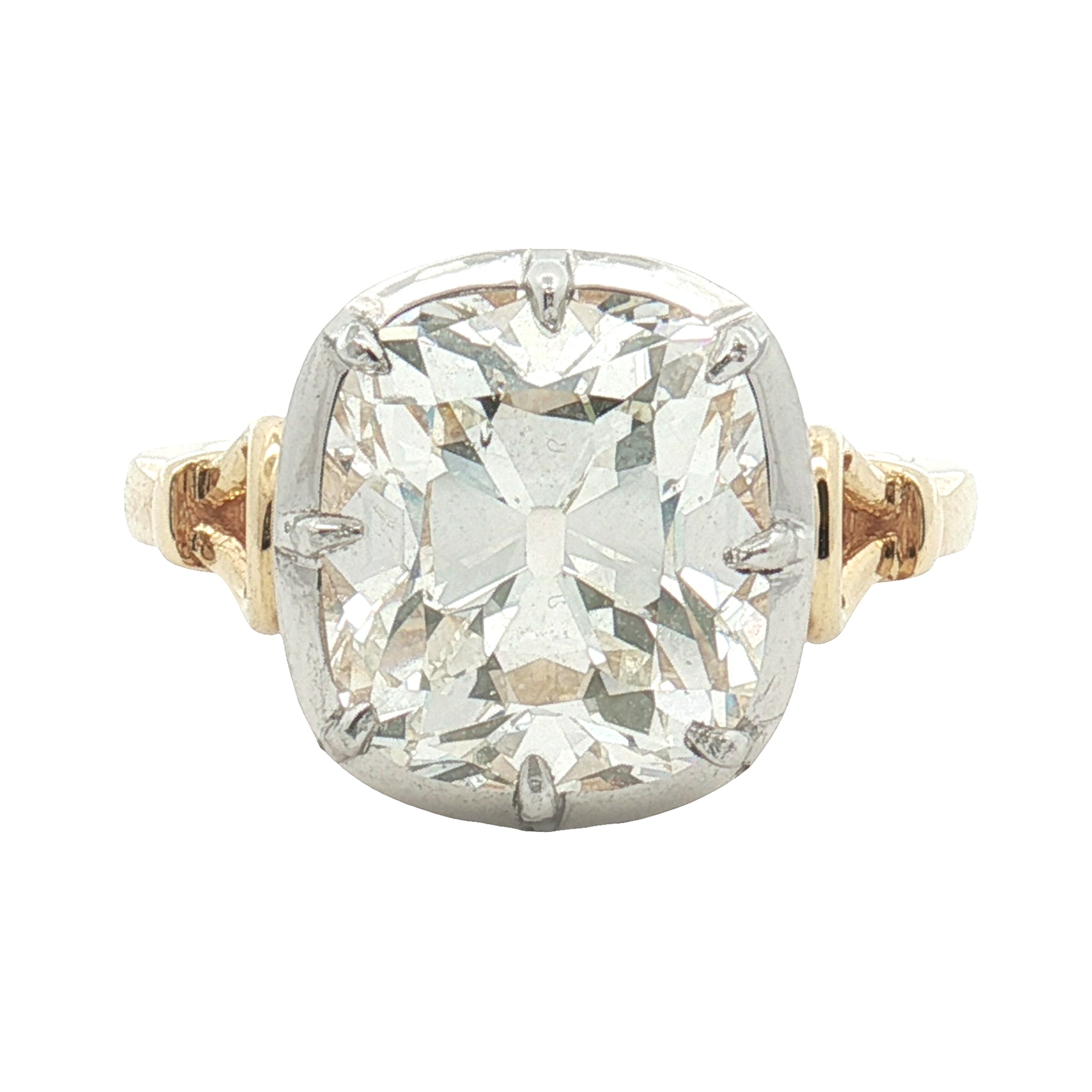5.23ct J SI1 Old Mine Diamond Solitaire Two-Tone Engagement Ring