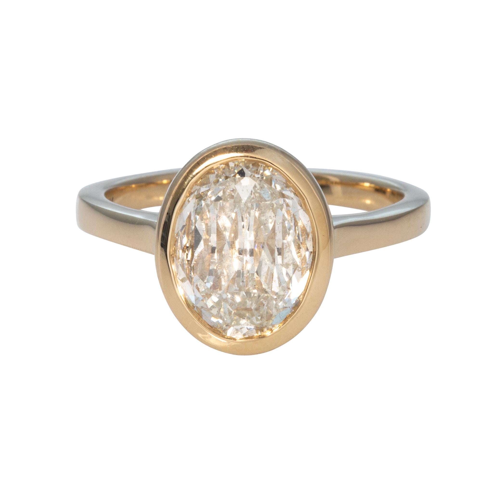 2ctw L’Amour Crisscut Oval Diamond Bezel Set 14K Gold Ring