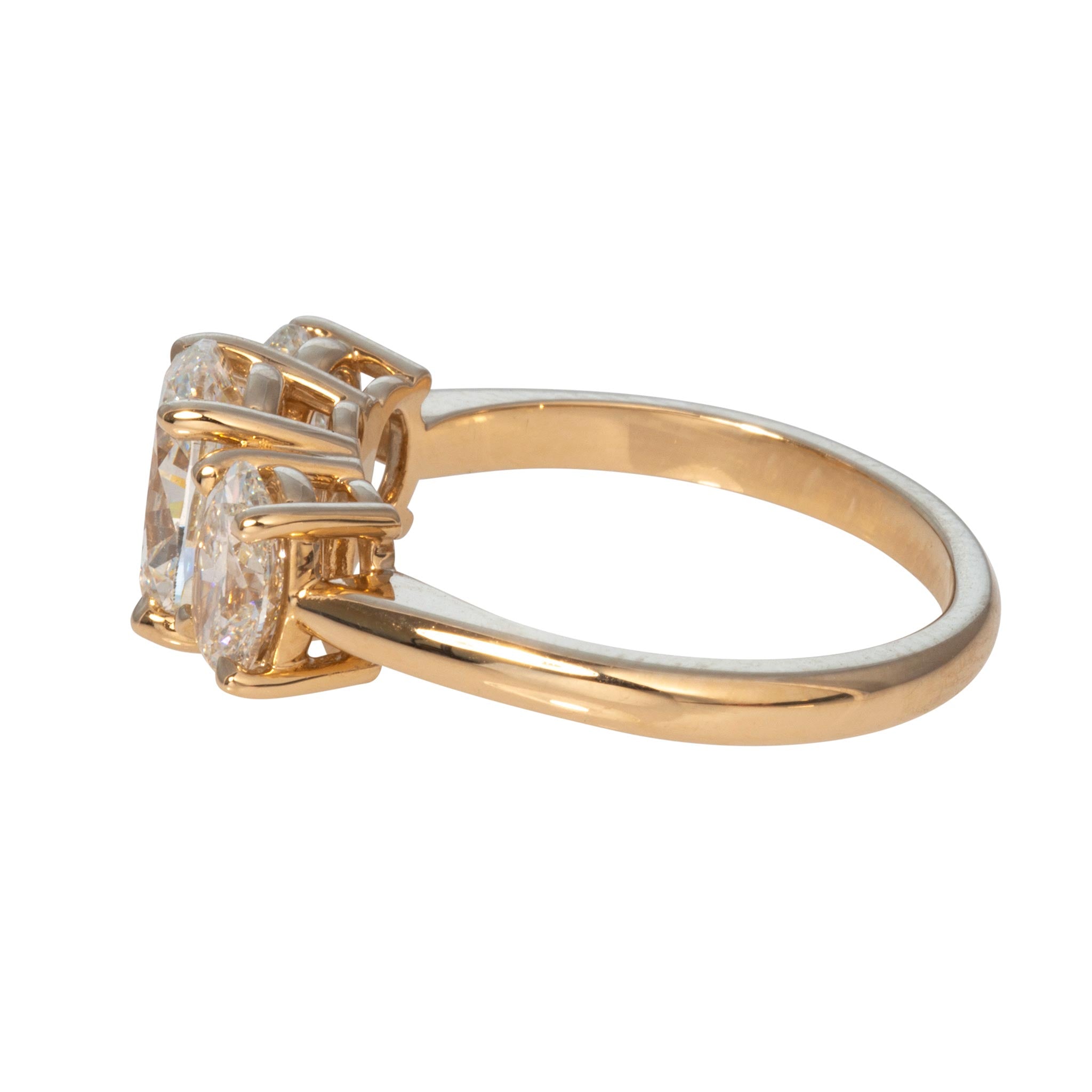 1.5ct Center & 1.15ctw Side Oval Diamond Three-Stone 14K Gold Ring