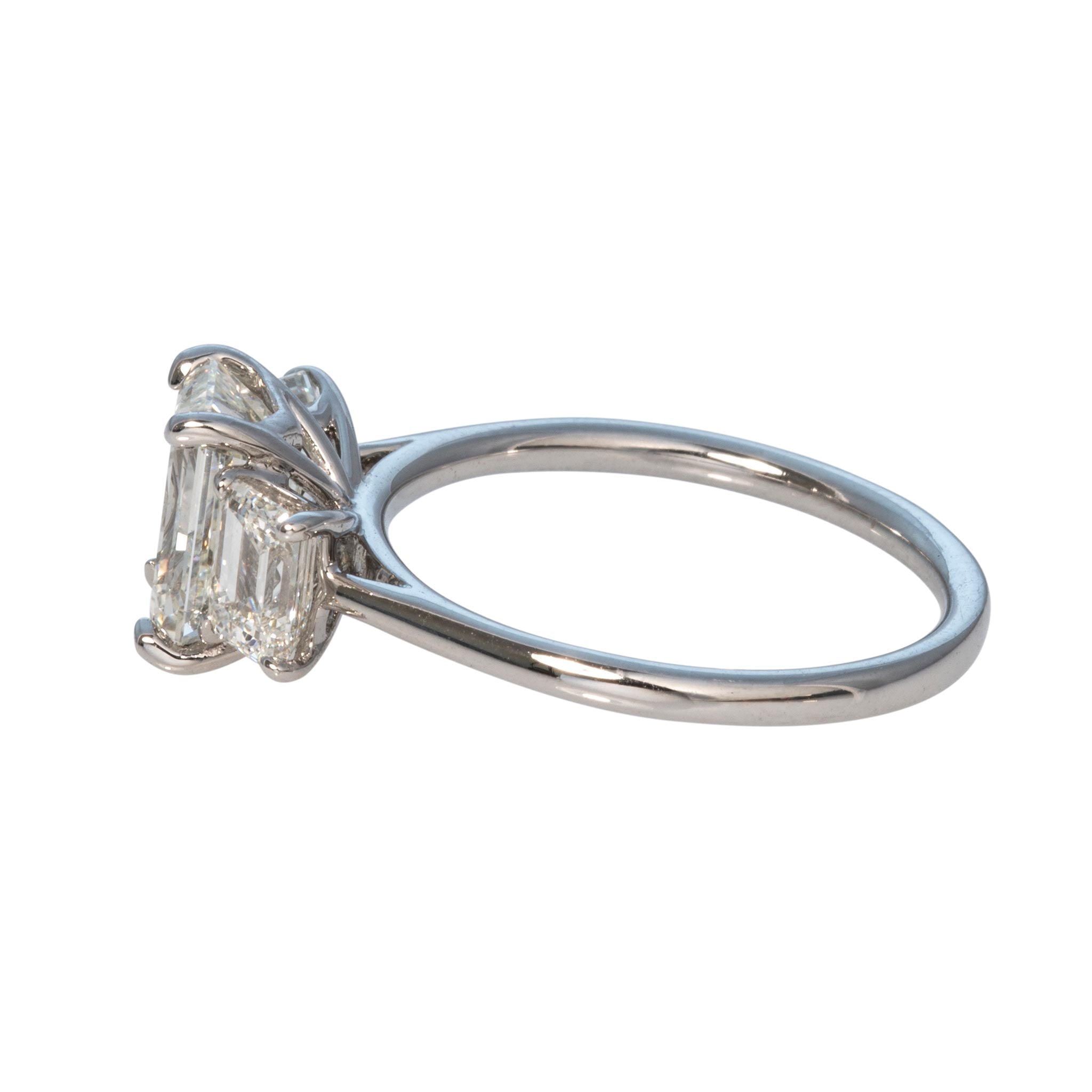 2ct Center & 1ctw Side Emerald-Cut Diamond Three-Stone 18K Gold Ring