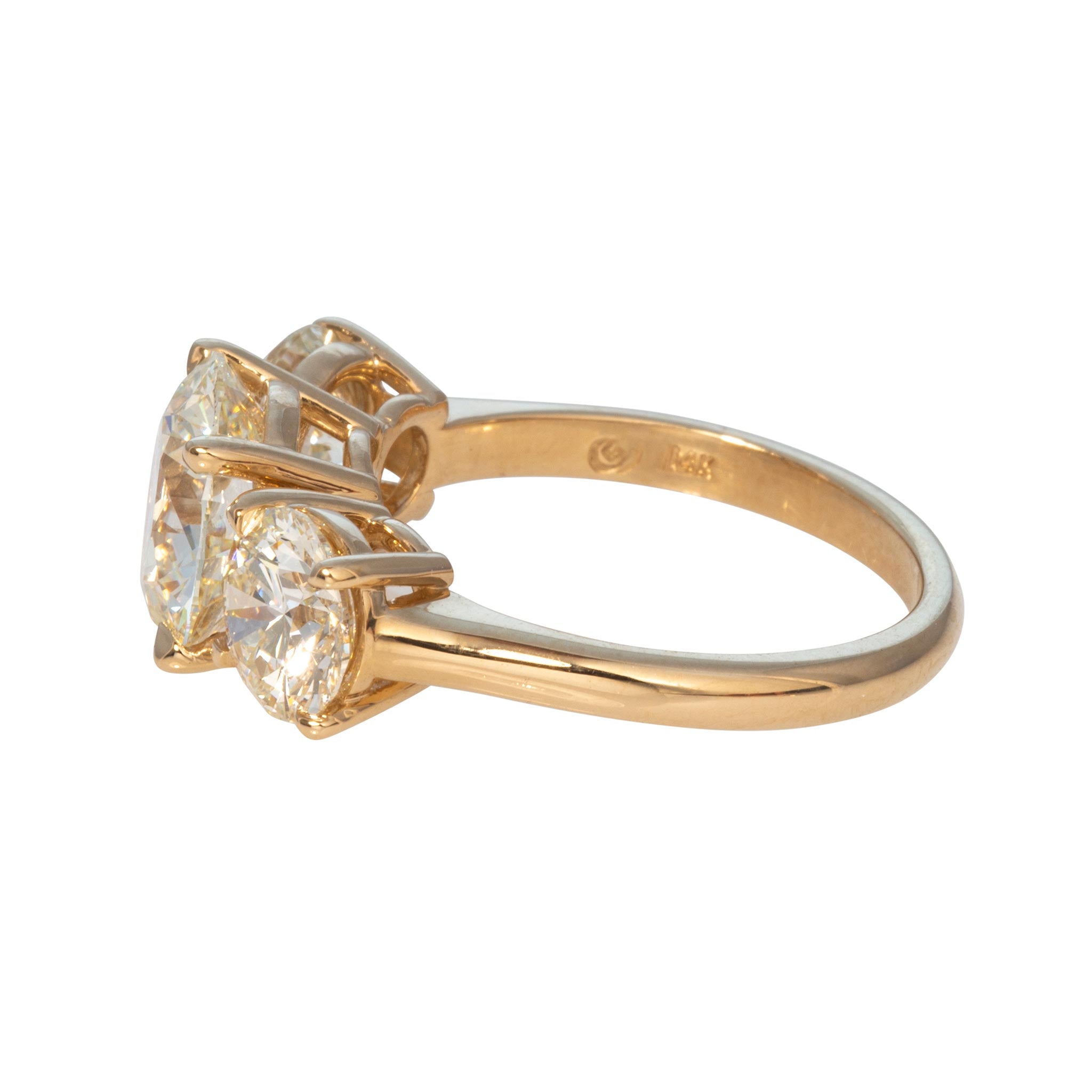 3ct Center & 2ctw Side Round Brilliant Diamond Three-Stone 14K Gold Ring