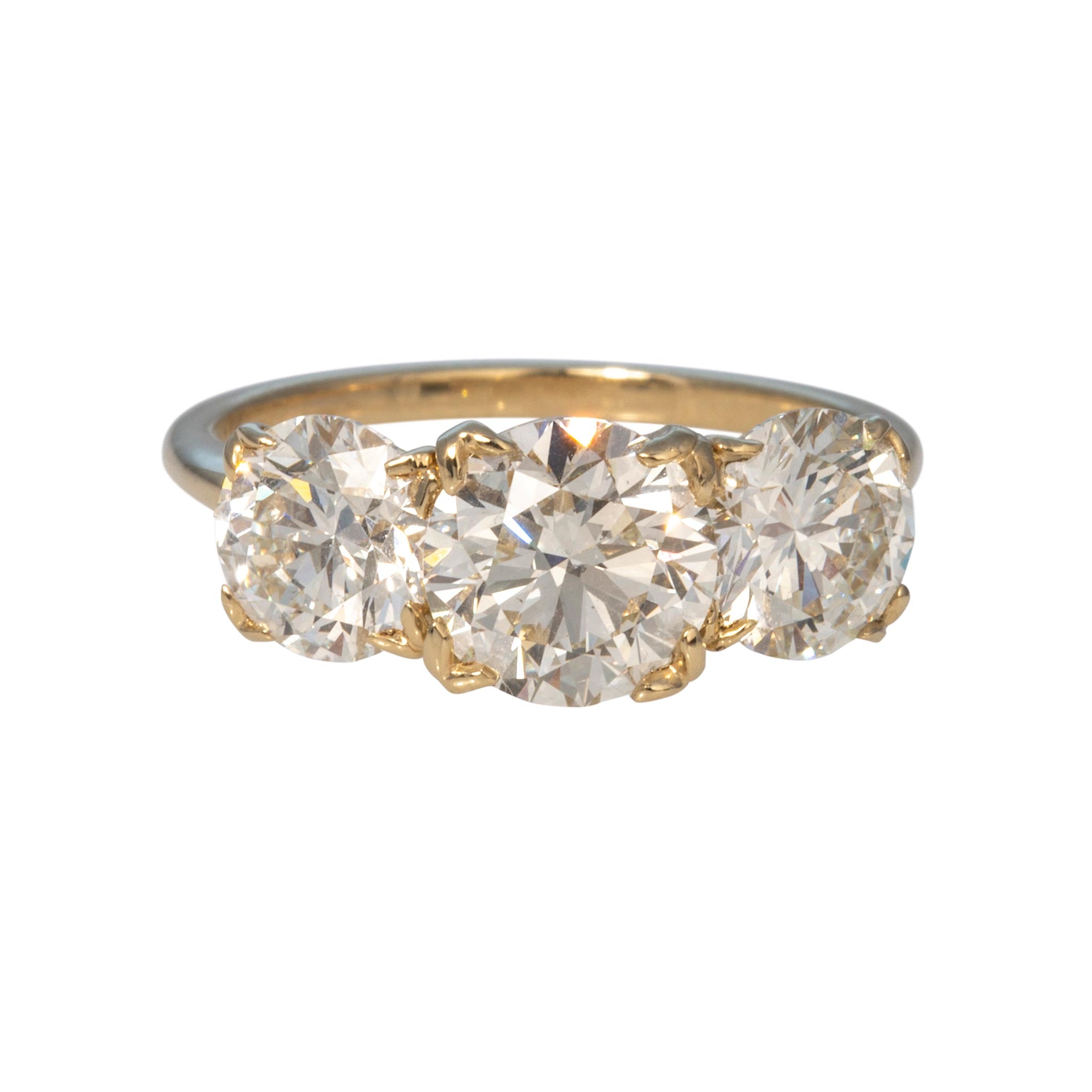 1.63ct Center & 2ctw Side Round Diamond 14K Gold Three-Stone River Ring