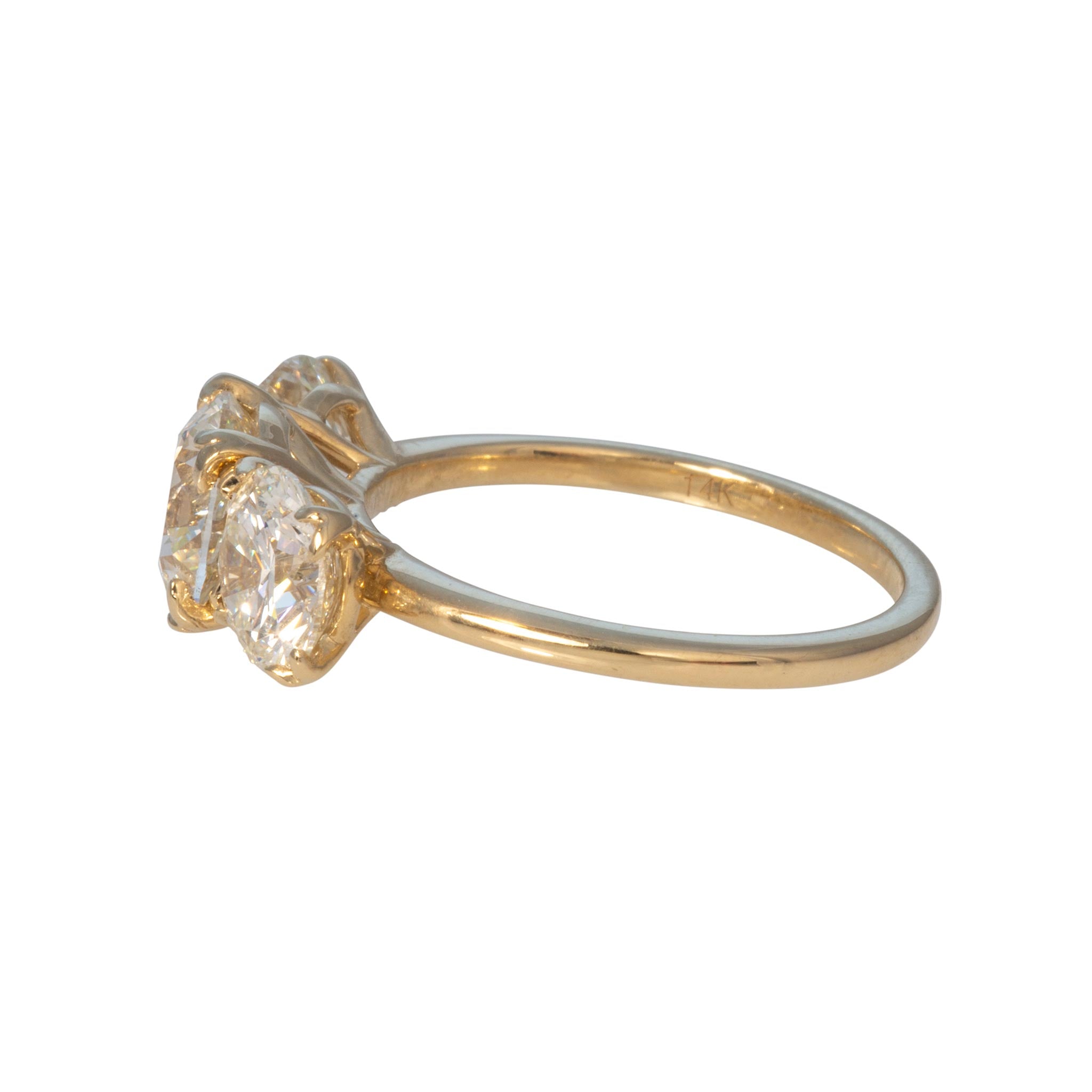 1.63ct Center & 2ctw Side Round Diamond 14K Gold Three-Stone River Ring