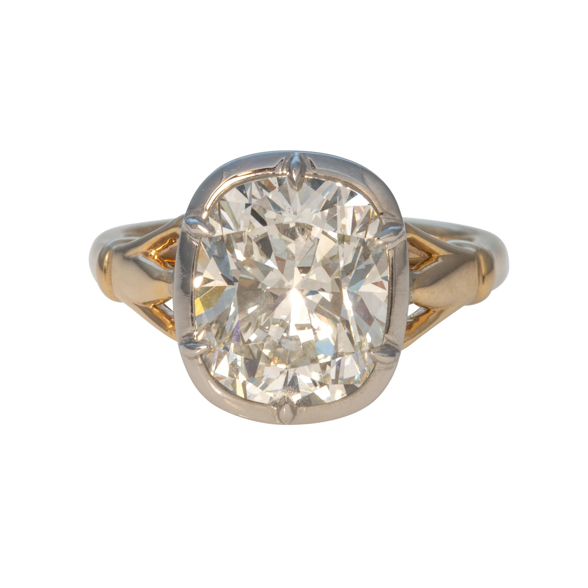 4ct I SI1 Cushion Diamond Solitaire Two-Tone Engagement Ring