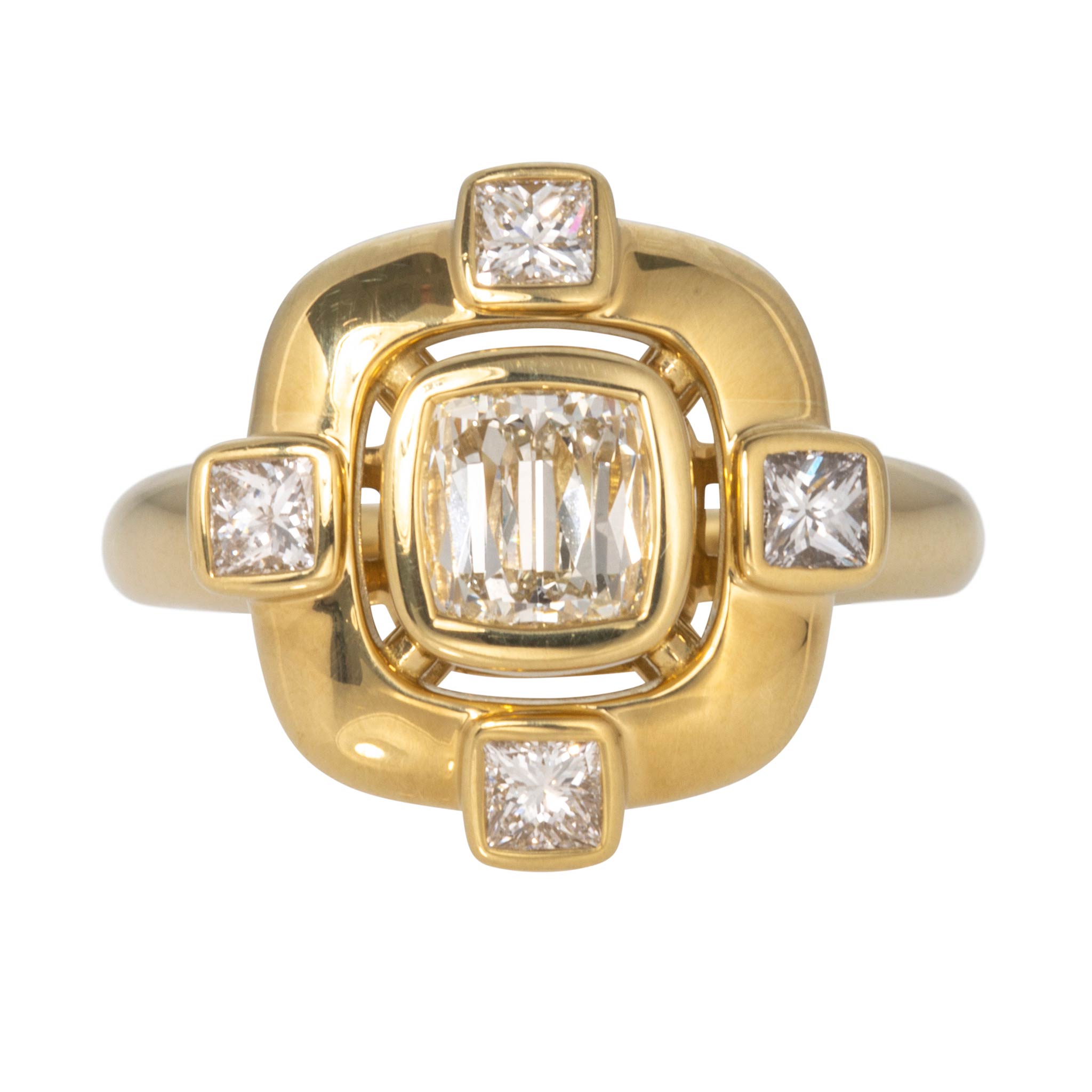 Christopher Designs 1.17ctw Crisscut & Princess Diamond Bezel Set 18K Gold Ring