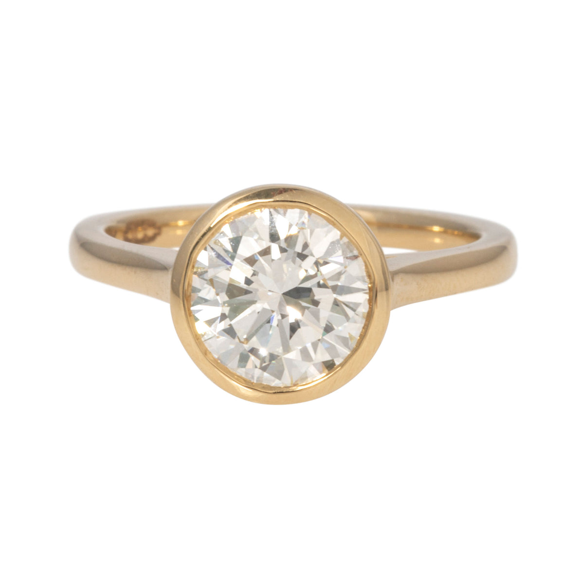 2ct Round Brilliant Diamond Bezel Set 14K Gold Engagement Ring