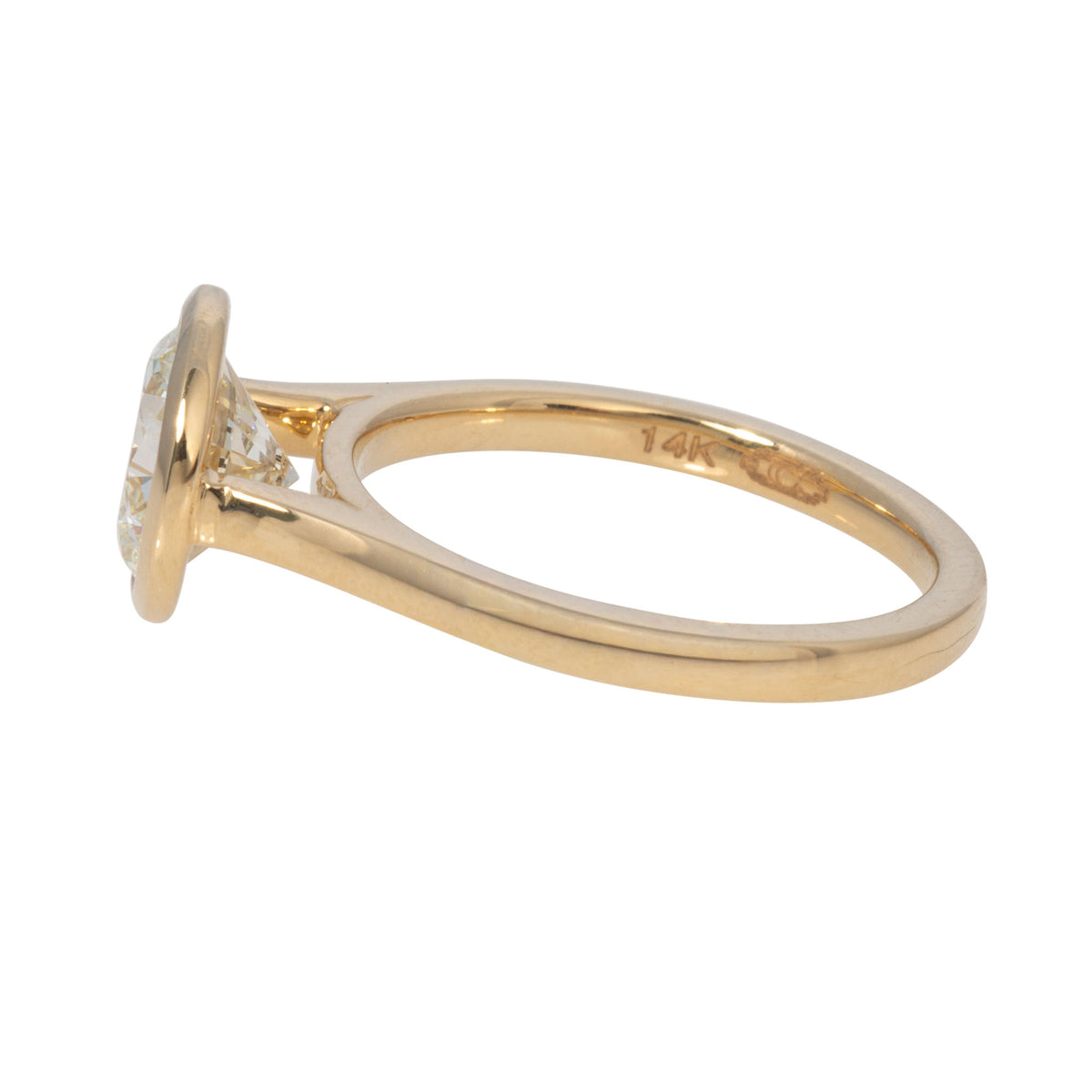 2ct Round Brilliant Diamond Bezel Set 14K Gold Engagement Ring