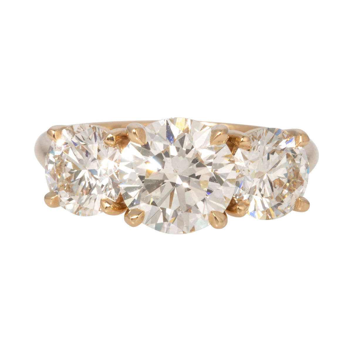 2ct Center & 2ctw Side Round Brilliant Diamond Three-Stone 14K Gold Ring