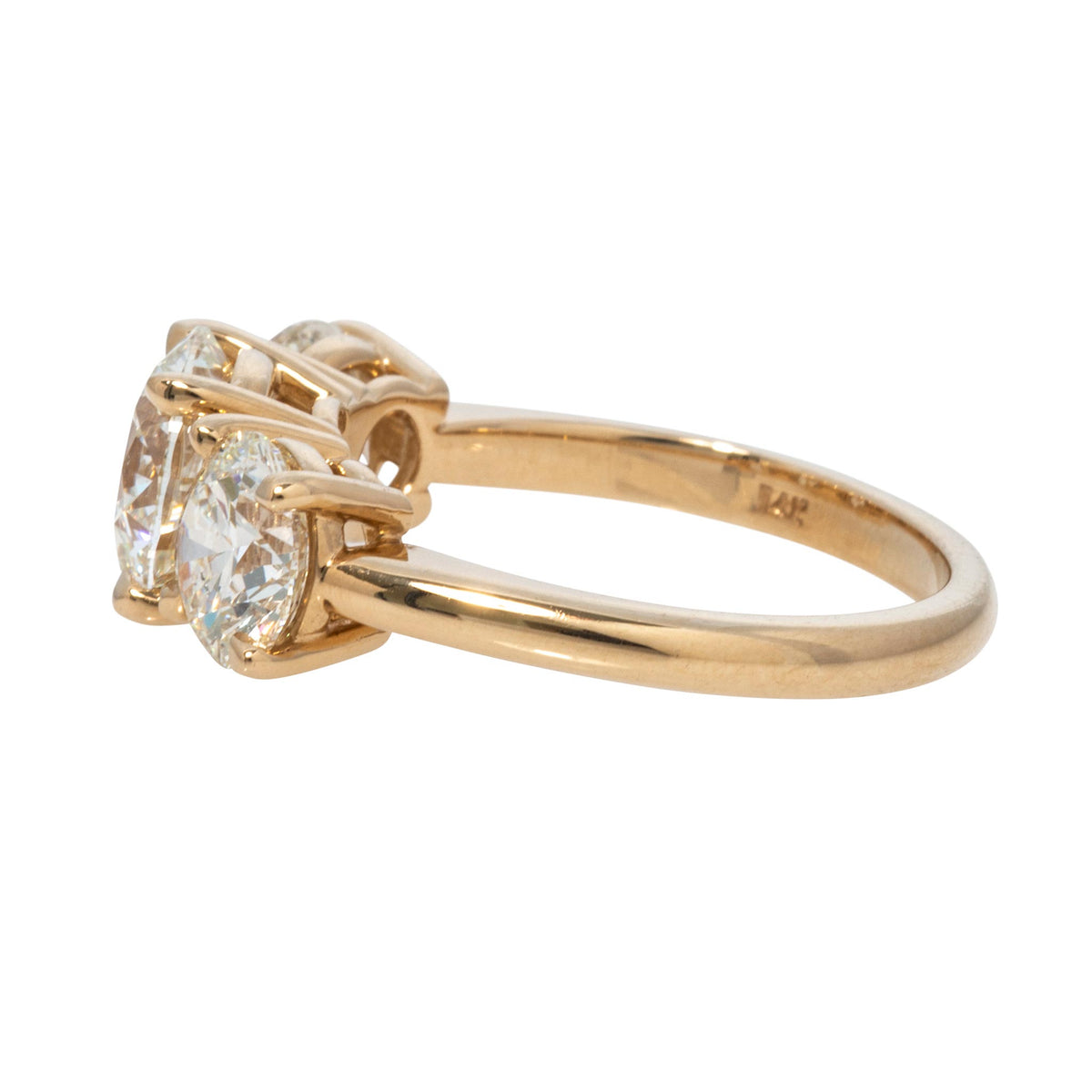 2ct Center & 2ctw Side Round Brilliant Diamond Three-Stone 14K Gold Ring