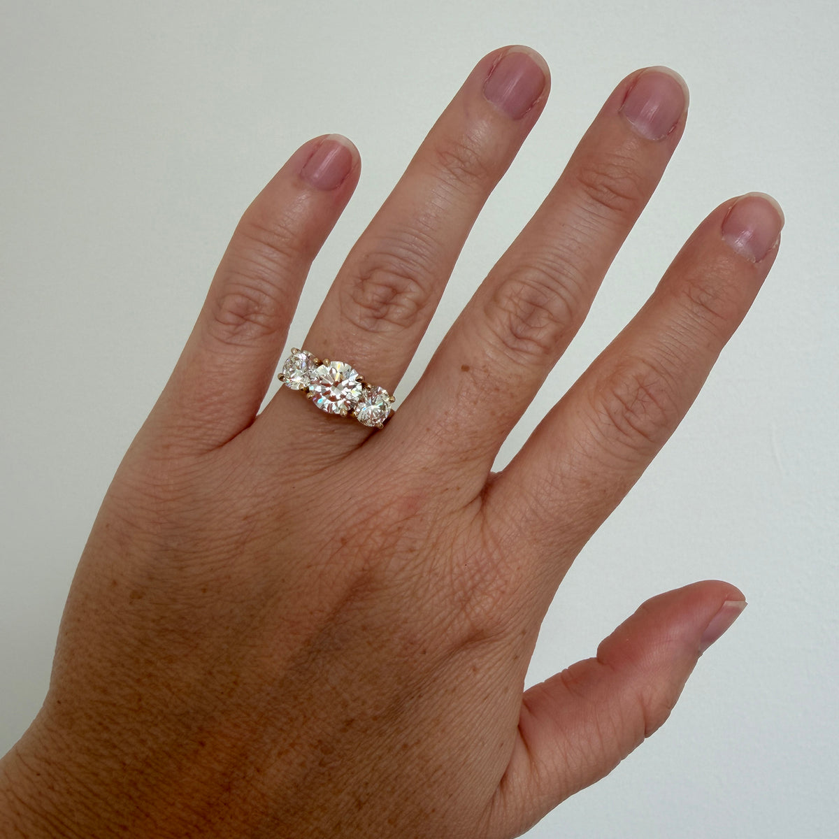 2ct Center & 2ctw Side Round Brilliant Diamond Three-Stone 14K Gold Ring