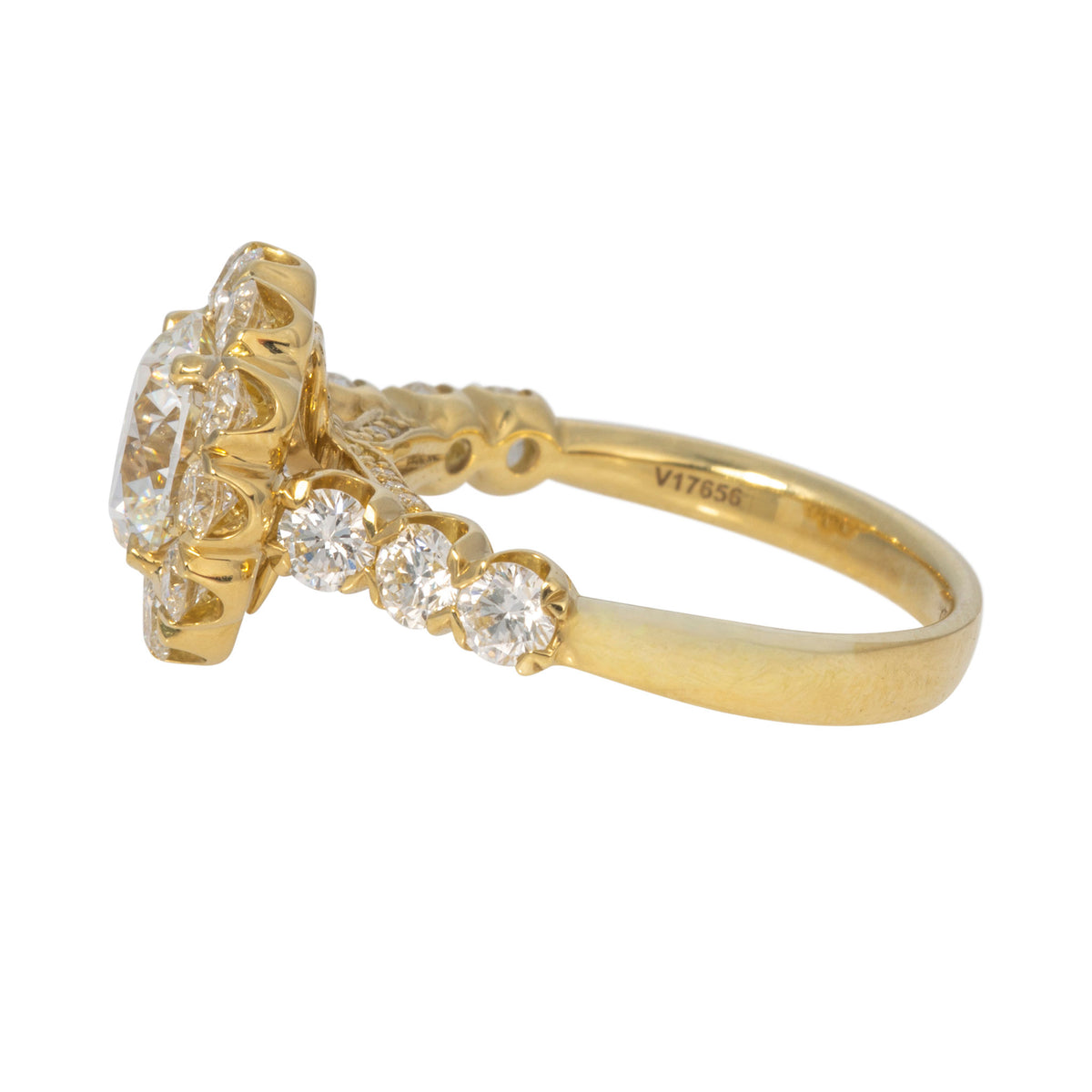 2ct Center & 1.42ctw Diamond Cluster 18K Gold Engagement Ring