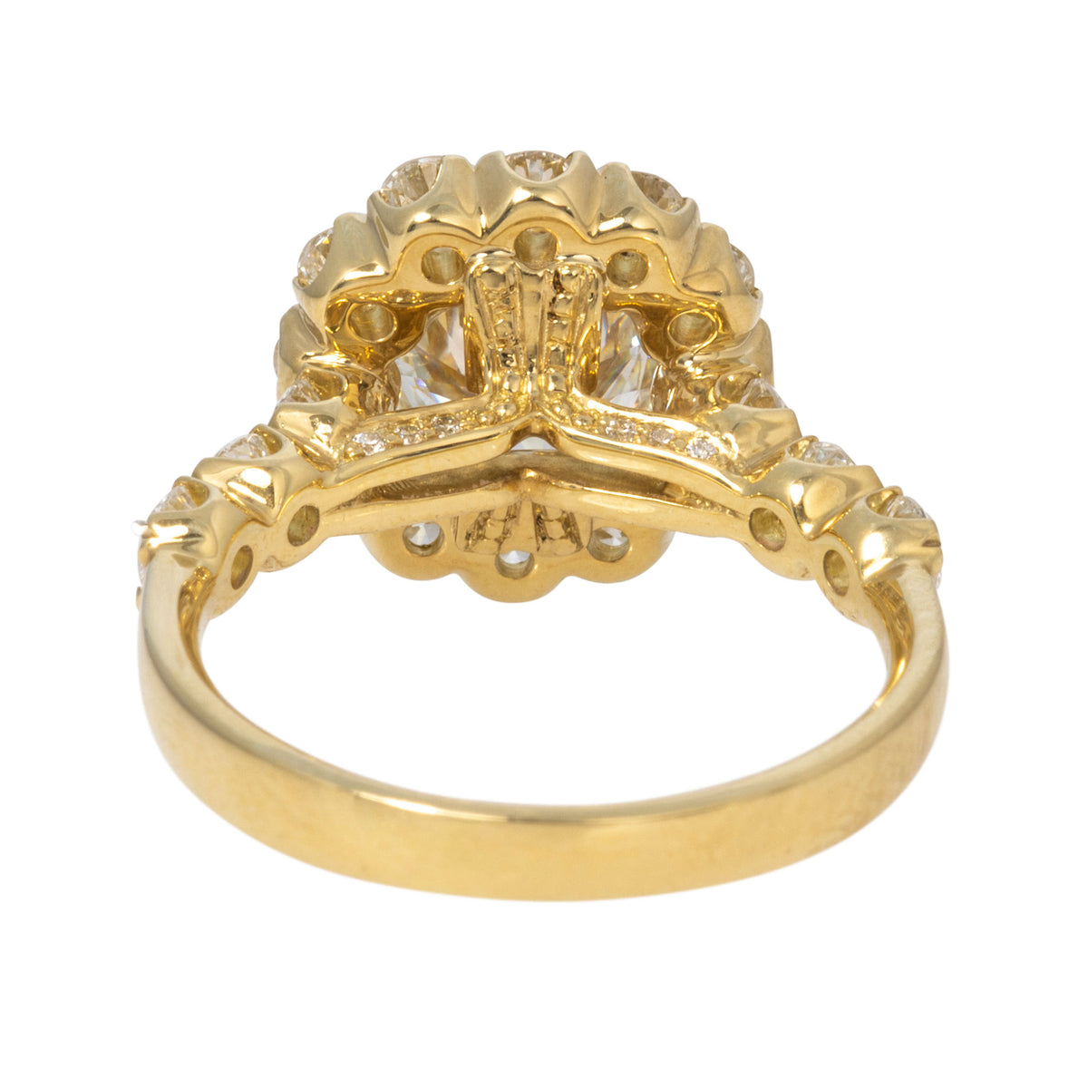 2ct Center & 1.42ctw Diamond Cluster 18K Gold Engagement Ring