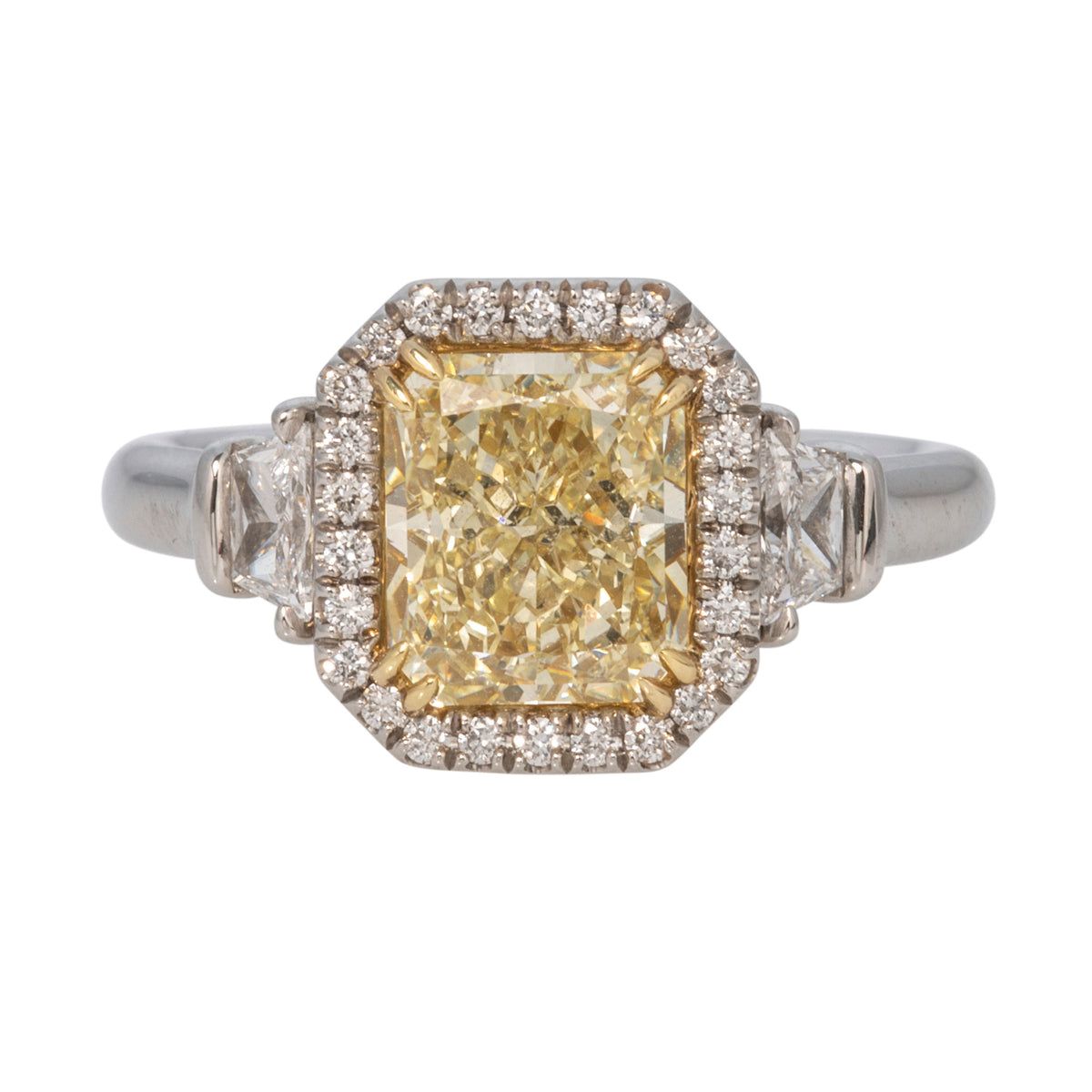 2.24ct Yellow Radiant Diamond Halo Two-Tone Engagement Ring