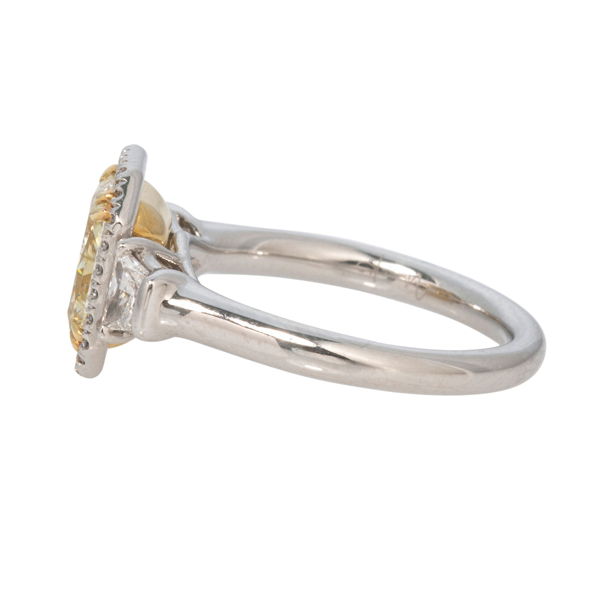 2.24ct Yellow Radiant Diamond Halo Two-Tone Engagement Ring