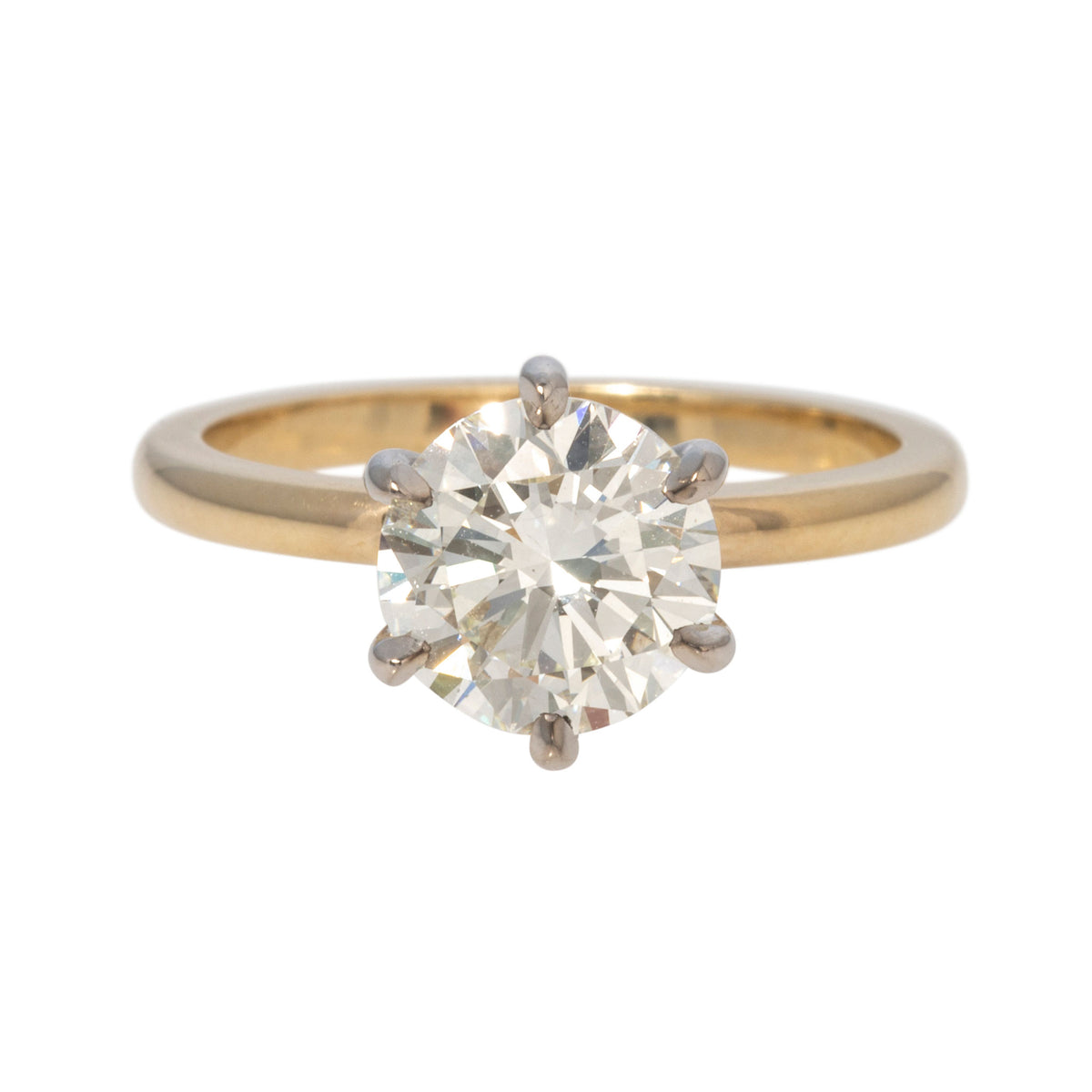 2ct J SI1 Round Brilliant Diamond Solitaire 14K Gold Engagement Ring