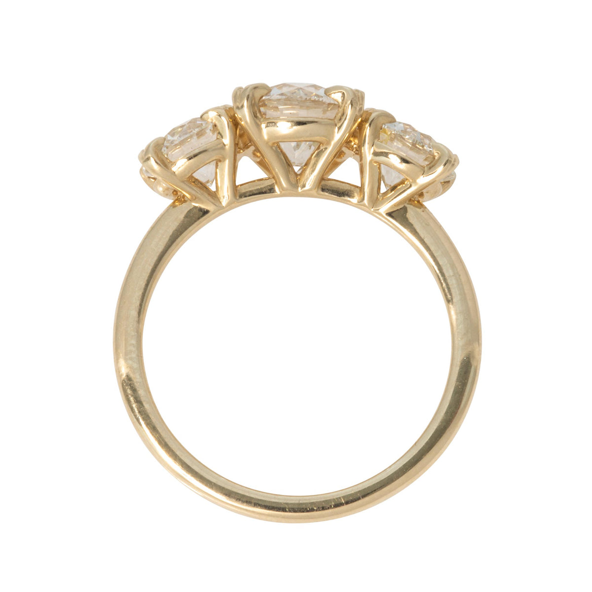 Round Diamond 14K Gold Three-Stone River Ring