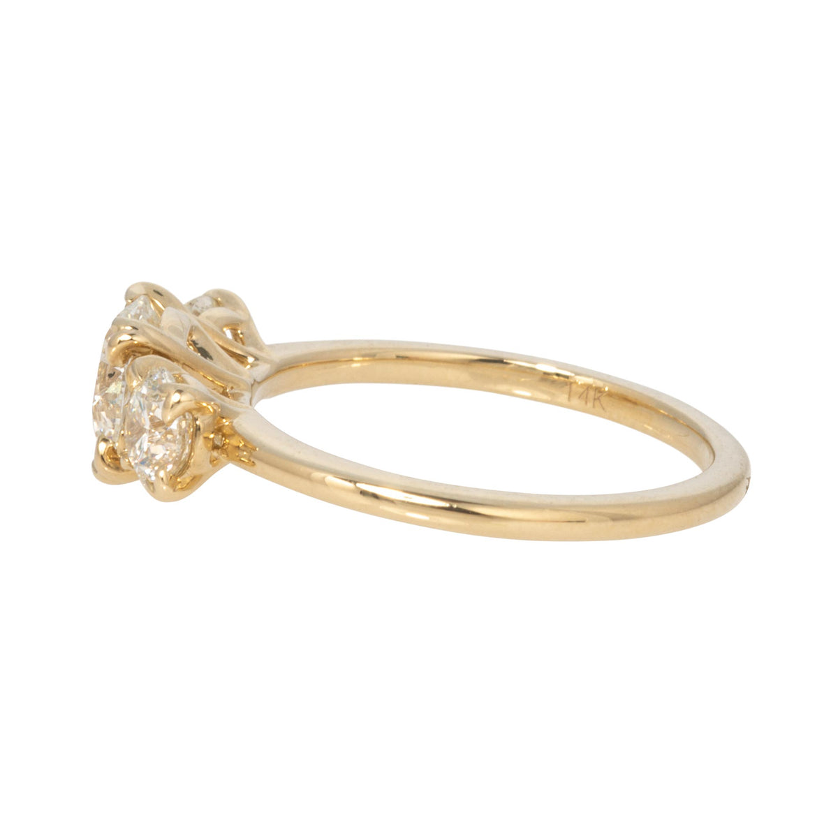 Round Diamond 14K Gold Three-Stone River Ring