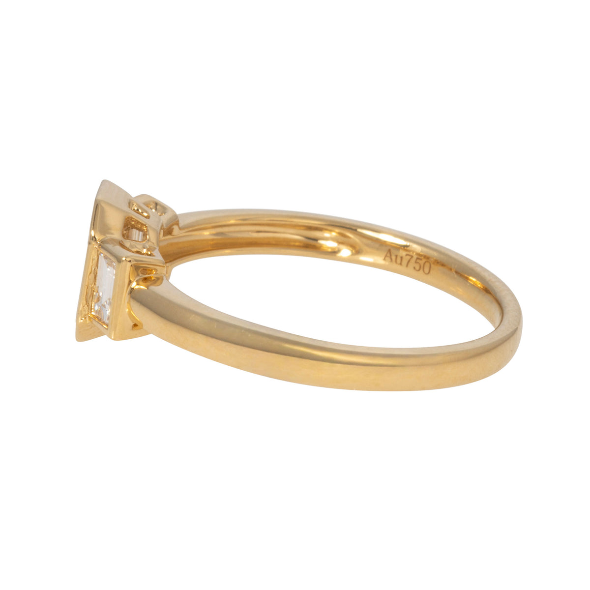 Diamond Mosaic Three-Stone 18K Yellow Gold Ring