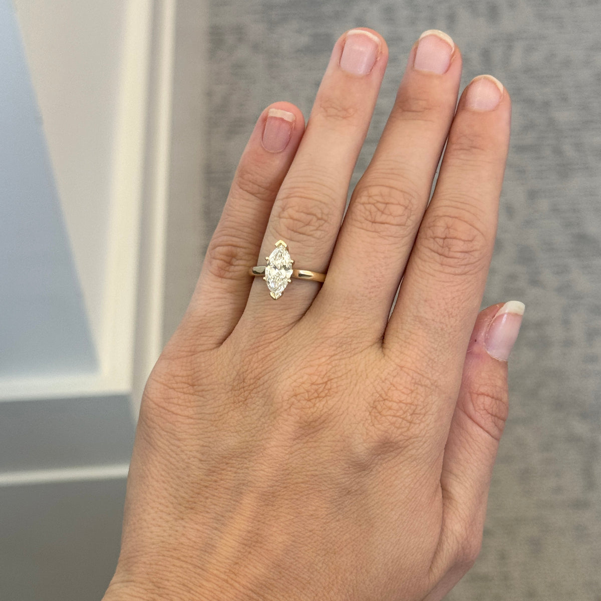 1.51ct H SI2 Marquise Diamond Solitaire 14K Yellow Gold Engagement Ring