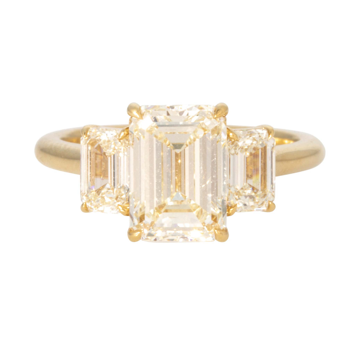3.53ctw Emerald-Cut Diamond Three-Stone 18K Gold Ring