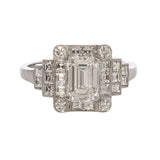 Art Deco Style 1.10ct Emerald Cut Diamond Platinum Ring