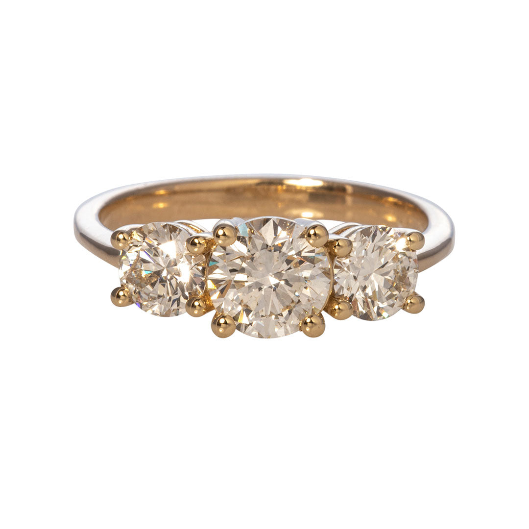 2ct Diamond Three Stone 14K Yellow Gold Engagement Ring