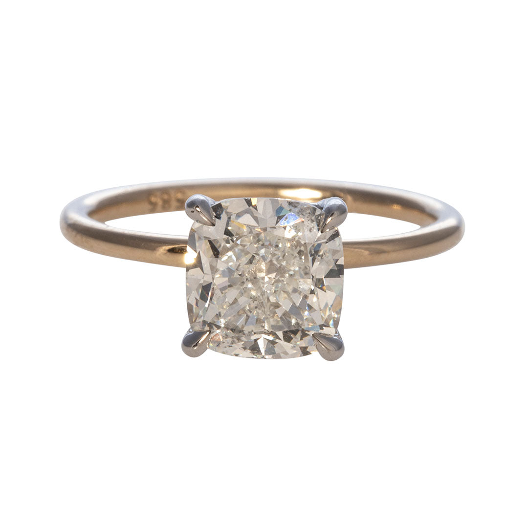 2.5ct Cushion Diamond Solitaire 14K Gold Engagement Ring