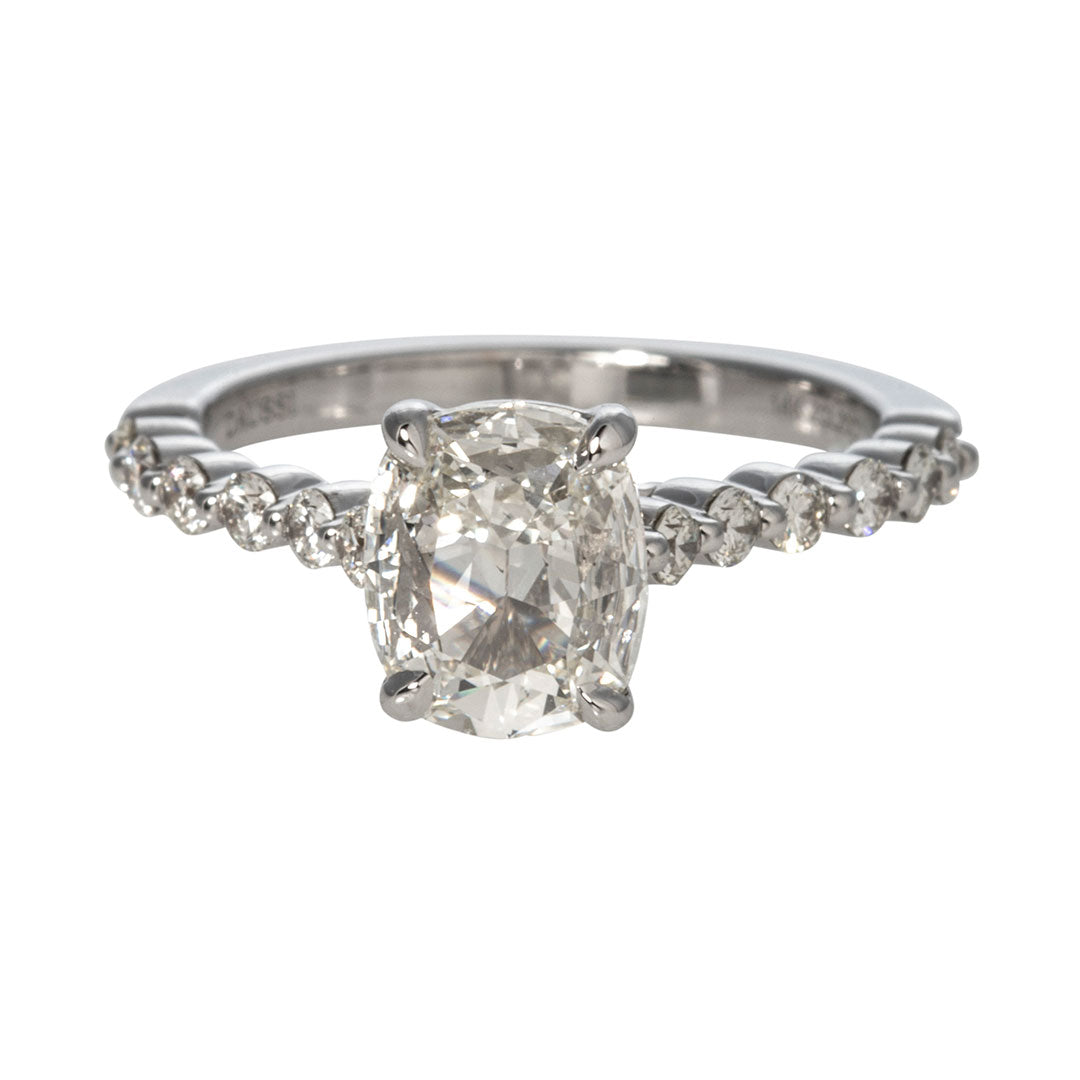 Henri Daussi 1.29ct Cushion Diamond 14K Gold Engagement Ring